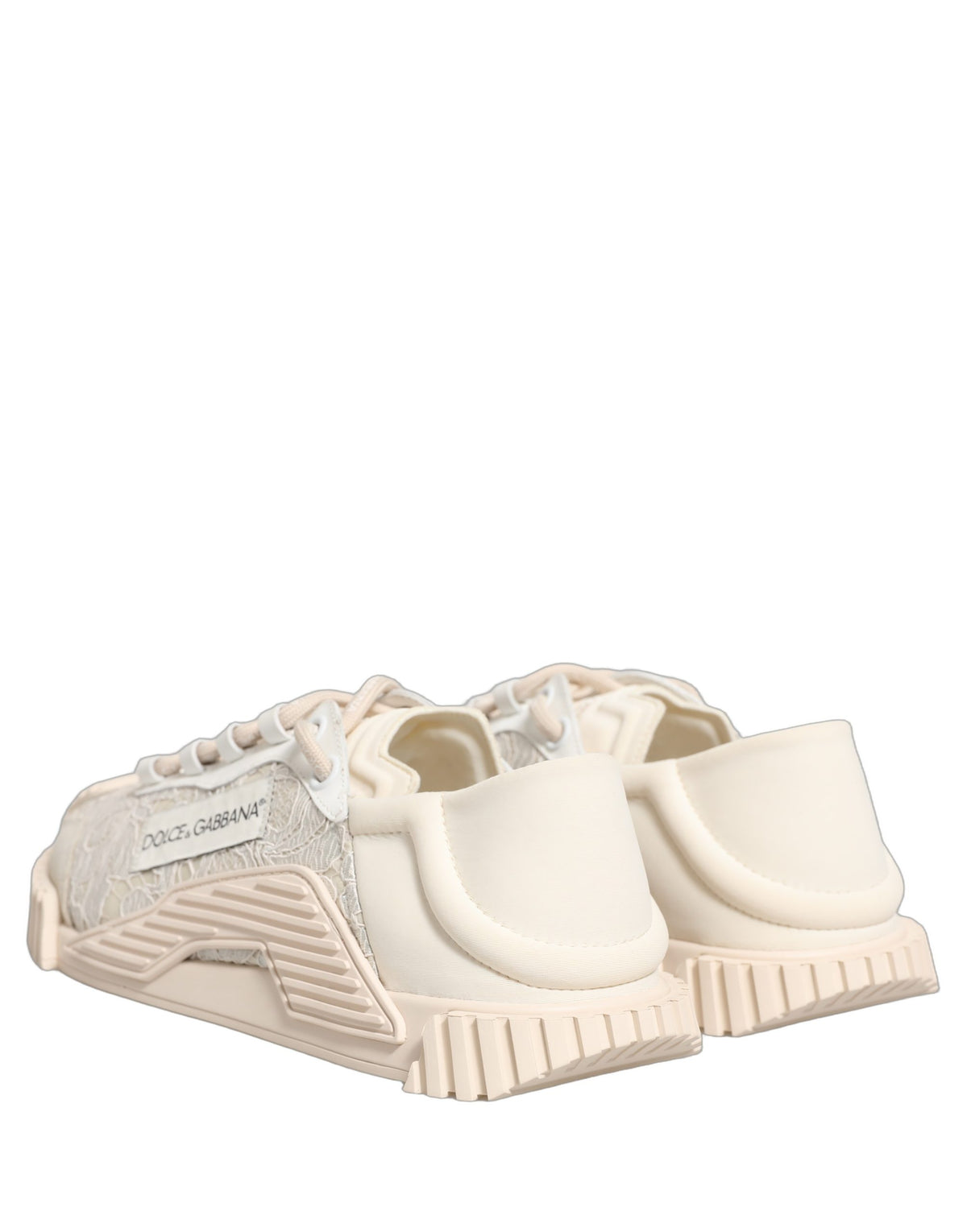 Dolce & Gabbana White Lace NS1 Sneakers - Timeless Elegance