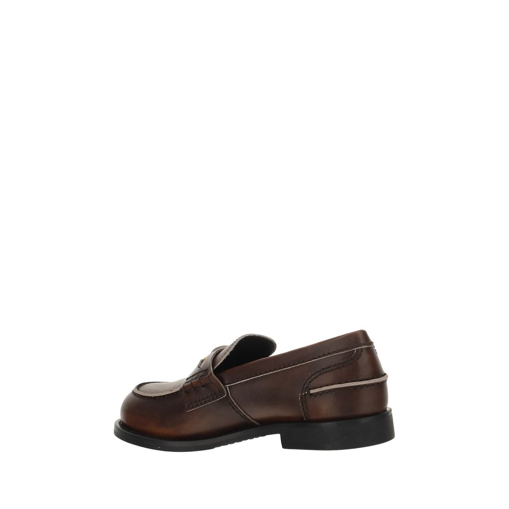 Miu Miu Brown Calf Leather Slip-On Loafers - Timeless Luxury