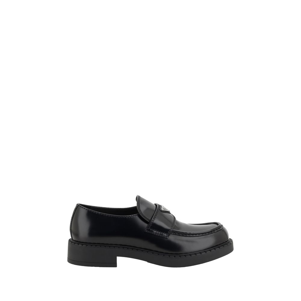 Prada Black Calf Leather Platform Loafers - Timeless Luxury
