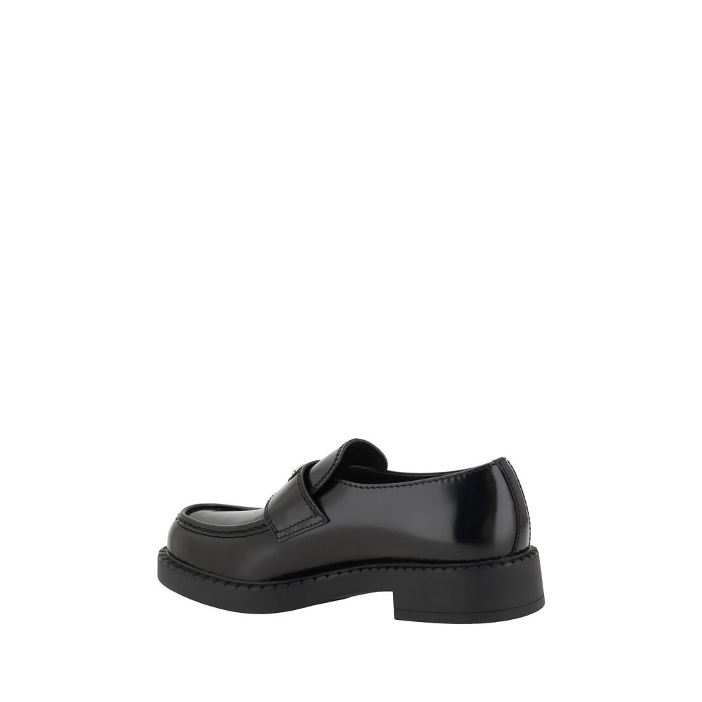 Prada Black Calf Leather Platform Loafers - Timeless Luxury