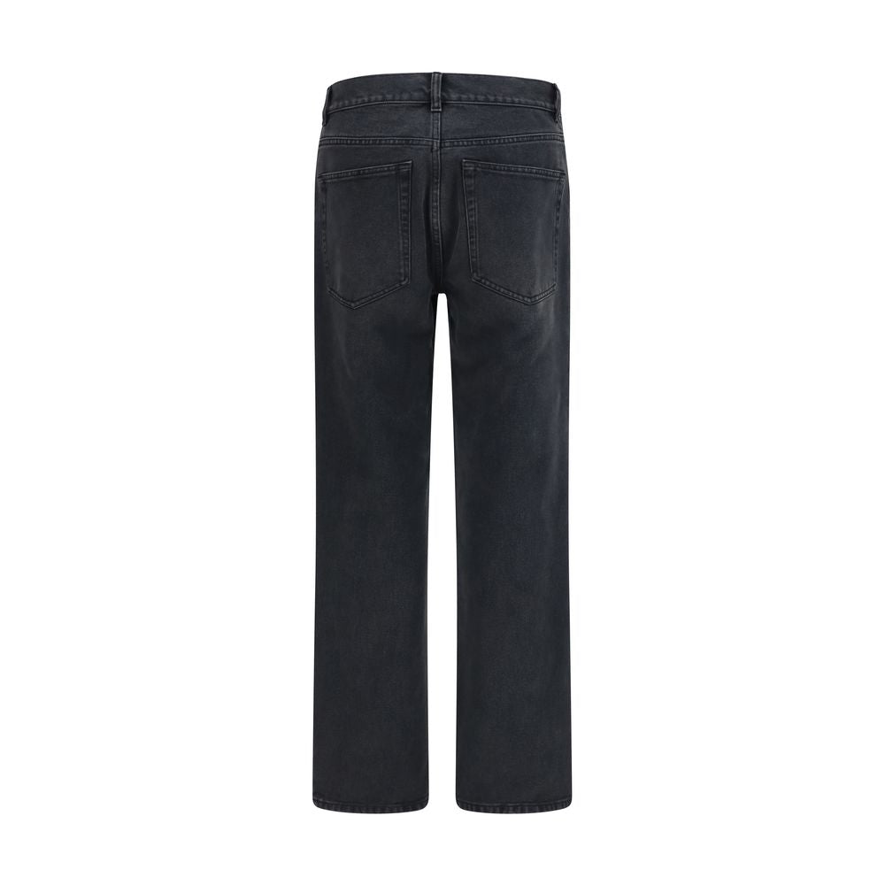 Discover The Row Black Cotton Straight-Leg Jeans, a testament to minimalist luxury, crafted from 100% cotton for timeless elegance and effortless sophistication.