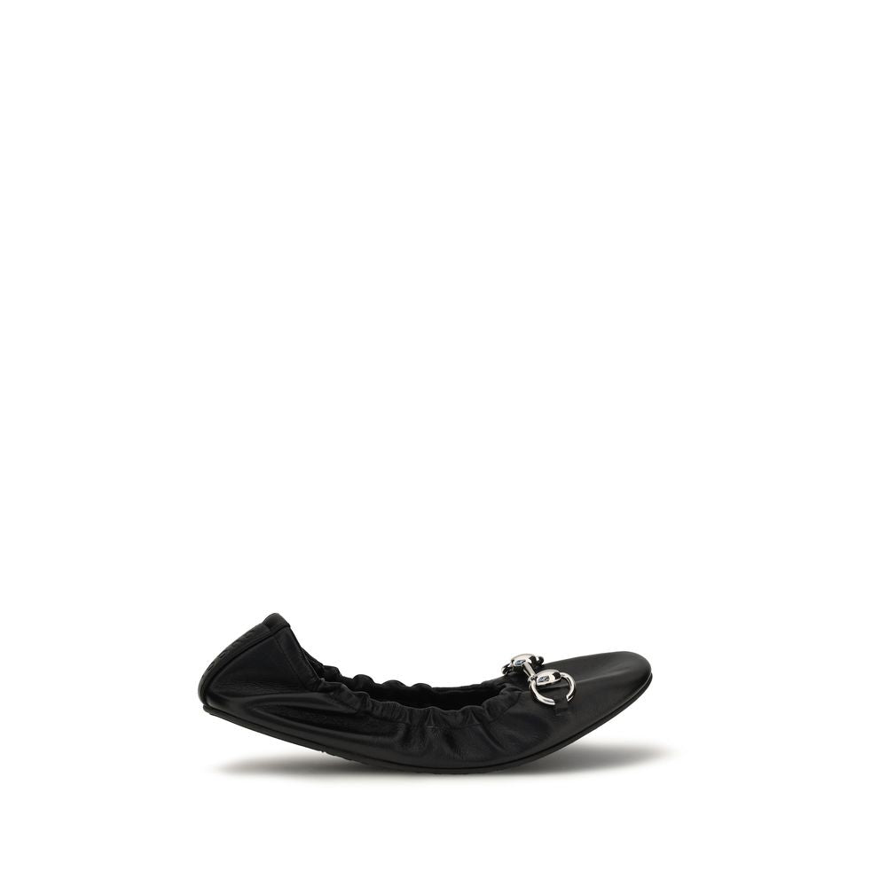 Gucci Black Calf Leather Bos Taurus Ballet Flats, Artisanal Elegance