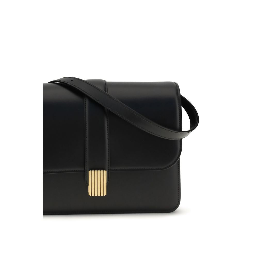 Khaite Black Calf Leather Bos Taurus Shoulder Bag - Timeless Luxury