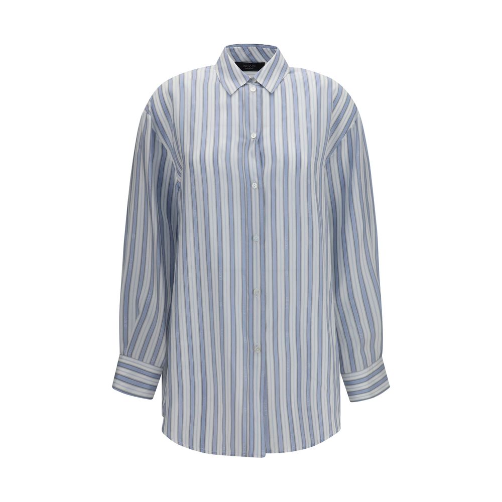 Indulge in the exquisite Gucci Blue Silk Shirt from the AW26 collection, crafted from sumptuous silk jacquard, embodying timeless elegance and unparalleled luxury.