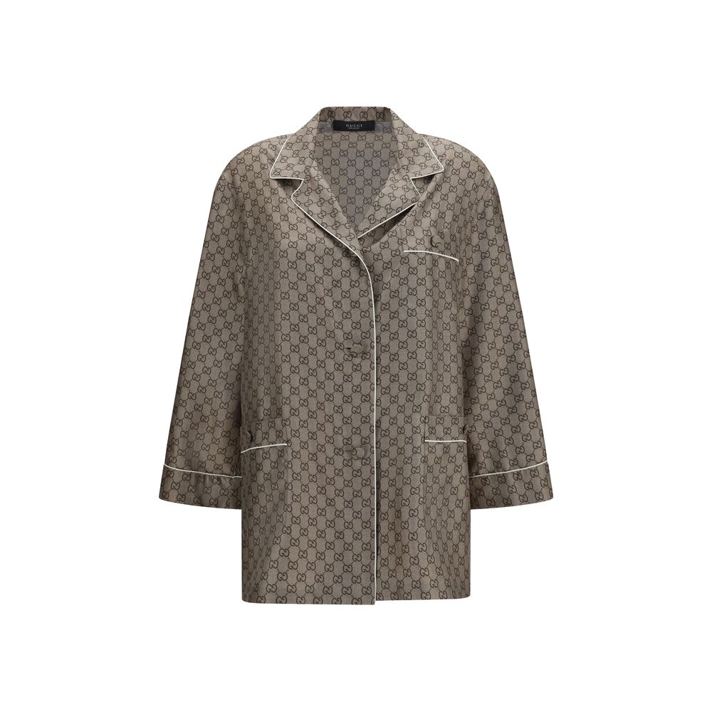 Gucci Beige Silk Dress Shirt - Artisanal Elegance for All