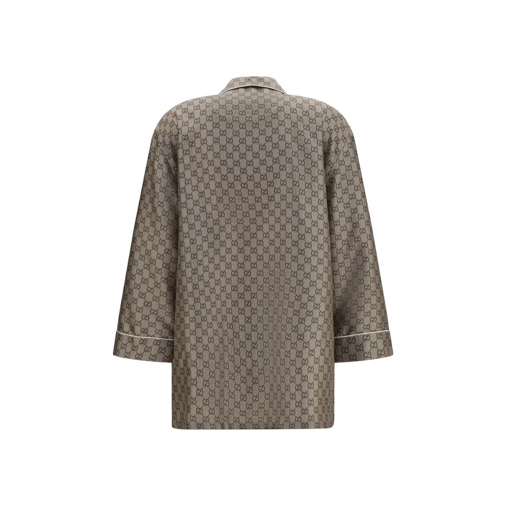 Gucci Beige Silk Dress Shirt - Artisanal Elegance Awaits