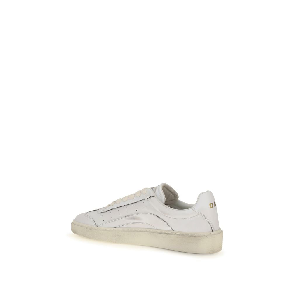 Dsquared² White Calf Leather Low Top Sneakers - Designer Luxury