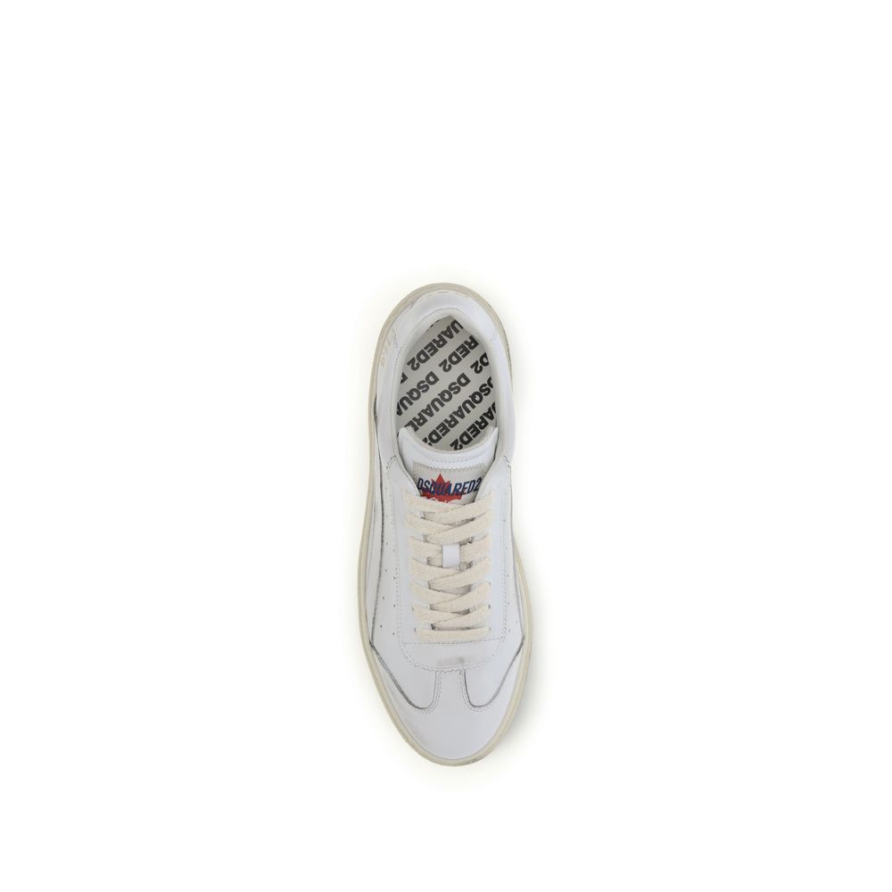 Dsquared² White Calf Leather Low Top Sneakers - Designer Luxury