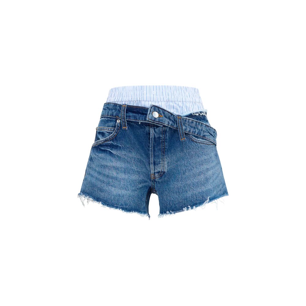 Experience the allure of Alexander Wang Blue Denim Shorts, crafted from 100% cotton, embodying luxury and modern elegance for the discerning fashionista.