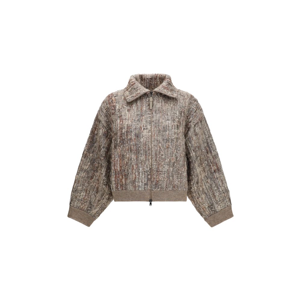 Brunello Cucinelli Beige Mohair Cardigan - Artisanal Luxury Fashion