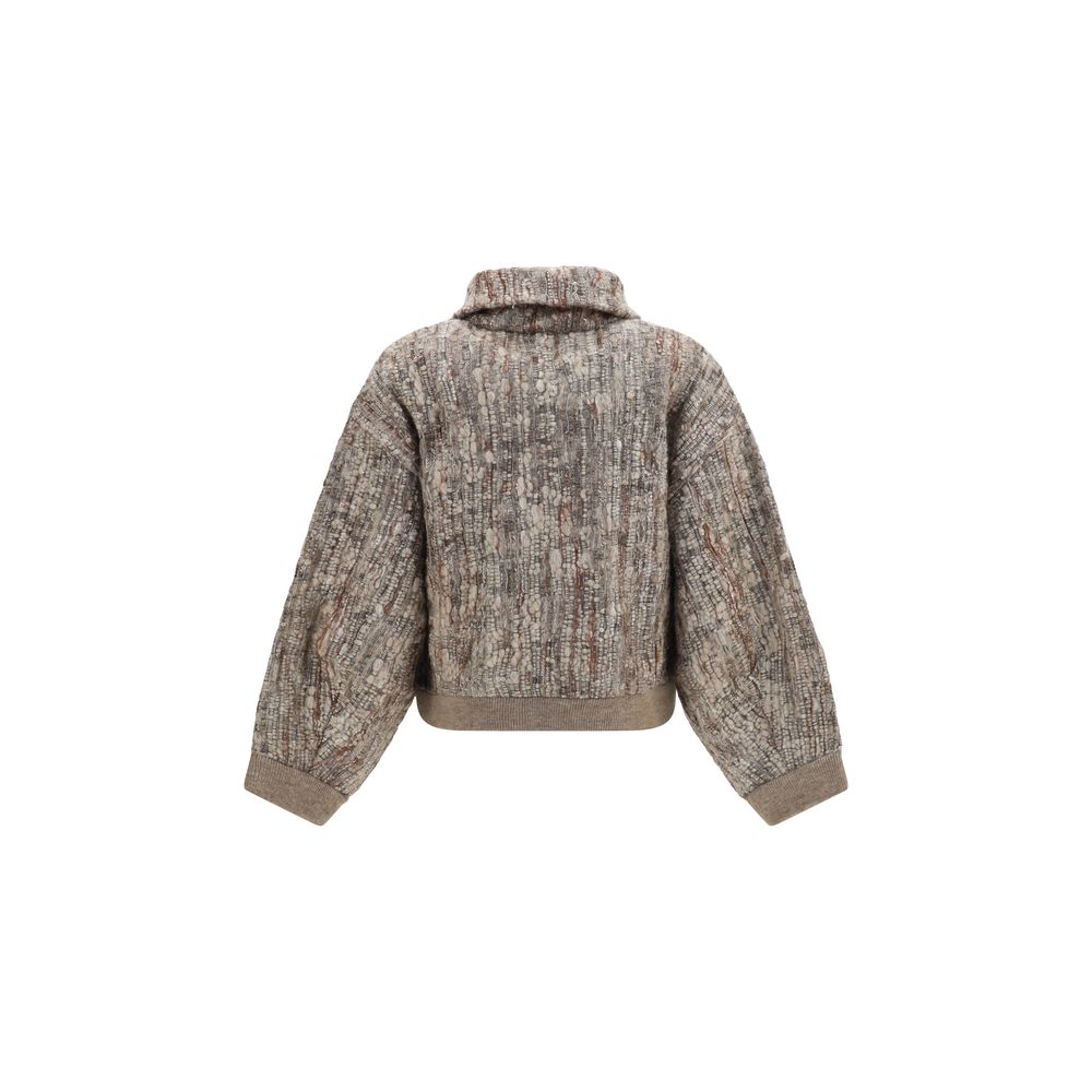 Brunello Cucinelli Beige Mohair Cardigan - Artisanal Luxury Fashion