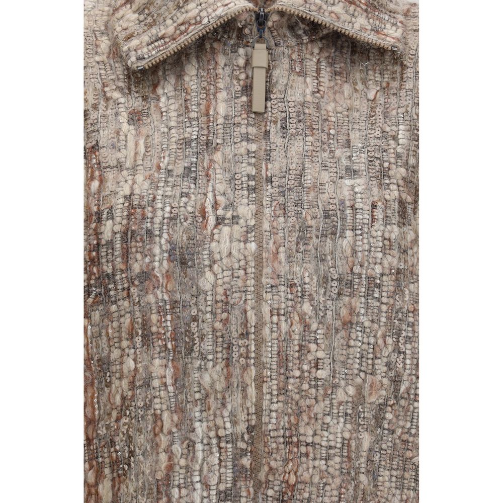 Brunello Cucinelli Beige Mohair Cardigan - Artisanal Luxury Fashion
