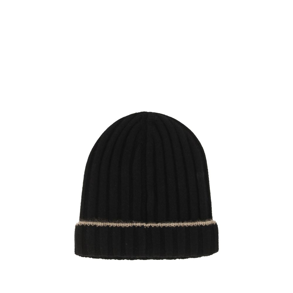 Brunello Cucinelli Black Cashmere Beanie - Artisanal Luxury Accessory