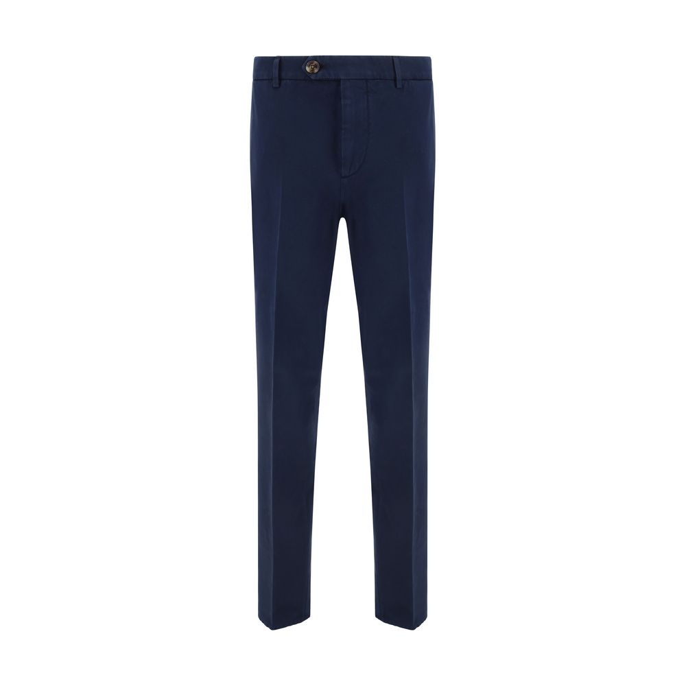 Brunello Cucinelli Blue Cotton Casual Pants - Artisanal Luxury