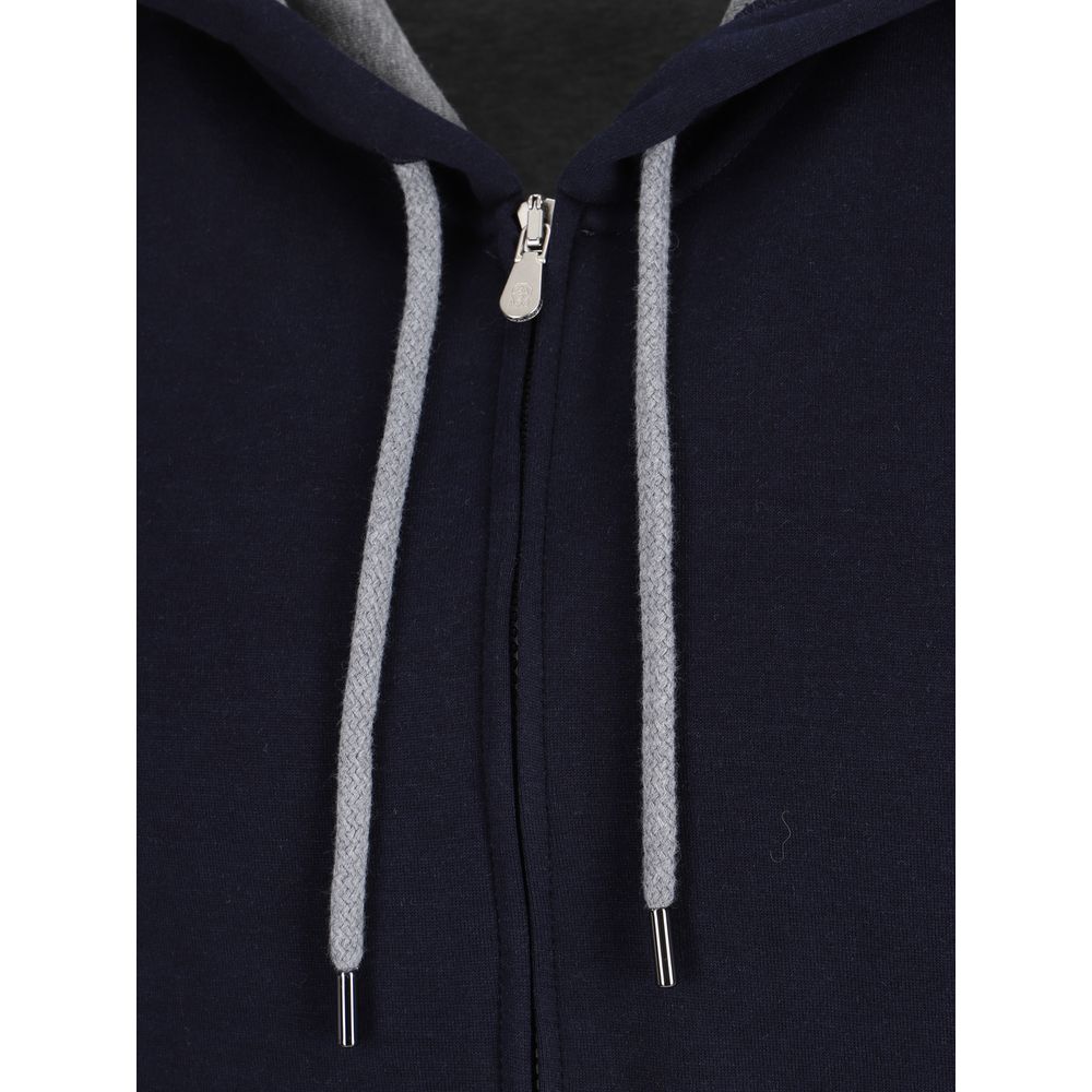 Brunello Cucinelli Blue Cotton Sweatshirt - Designer Luxury Couture