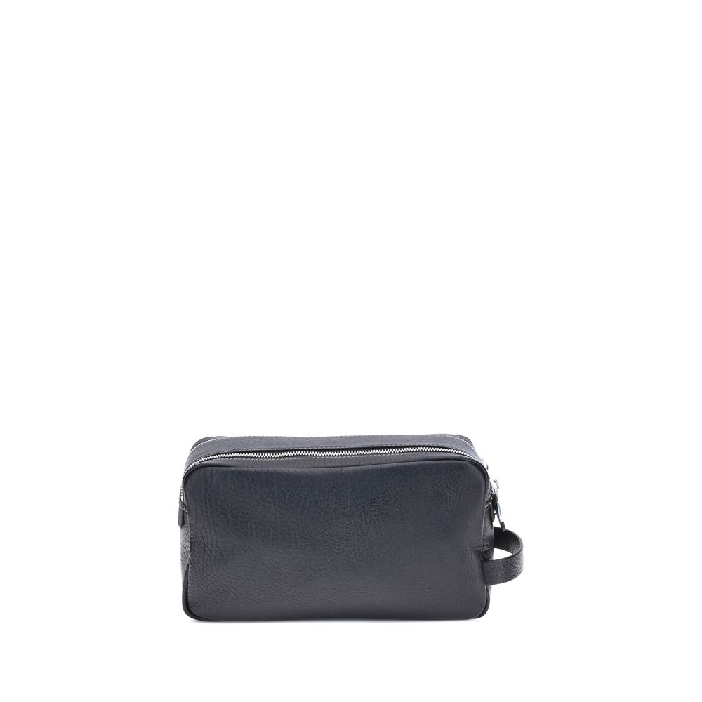 Brunello Cucinelli Black Calf Leather Airpod Holder, Artisanal Luxury
