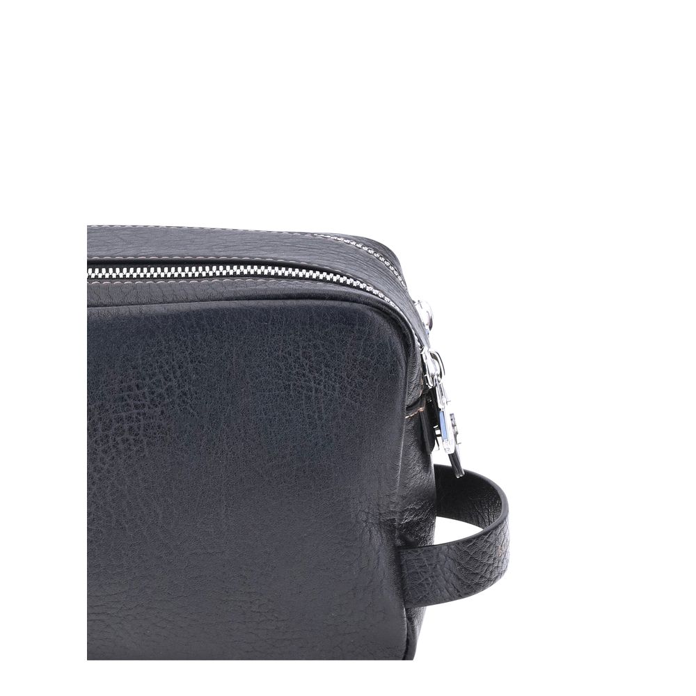 Brunello Cucinelli Black Calf Leather Airpod Holder, Artisanal Luxury