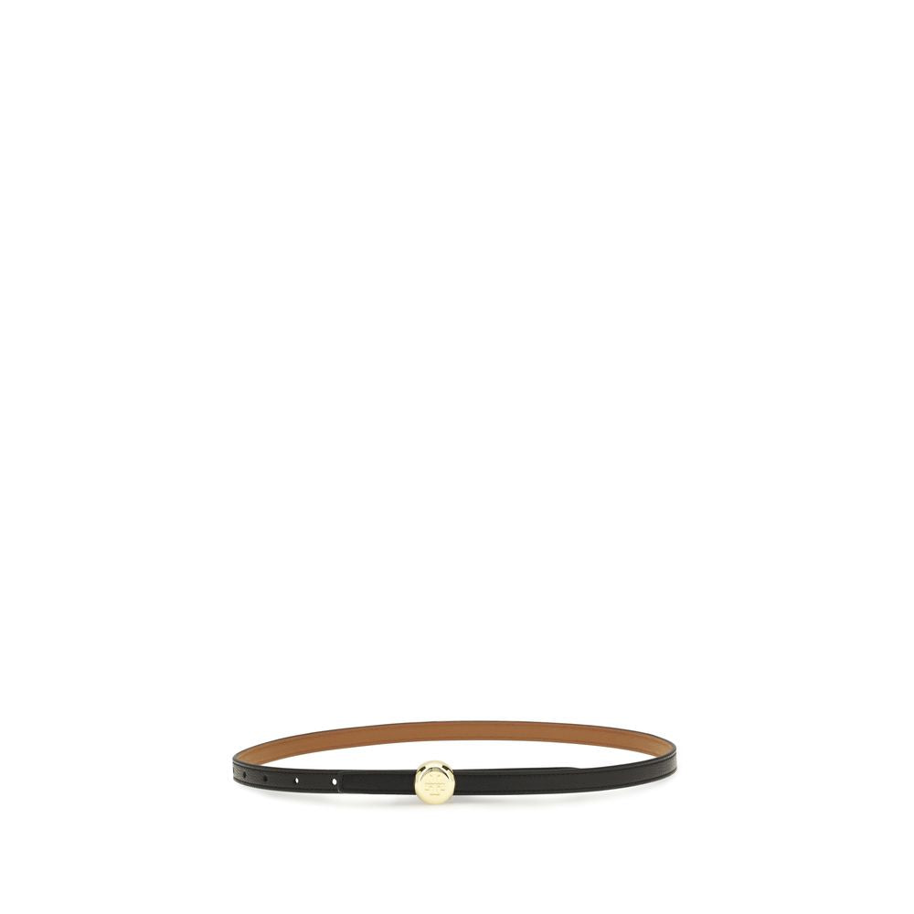 Tory Burch Black Calf Leather Bos Taurus Belt, Artisanal Luxury