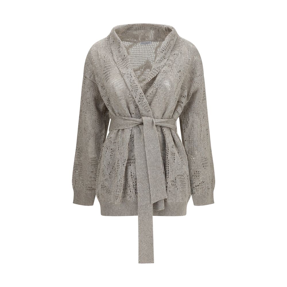 Brunello Cucinelli Beige Linen Cardigan - Artisanal Elegance