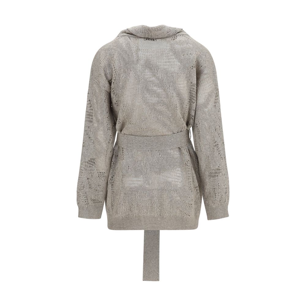 Brunello Cucinelli Beige Linen Cardigan - Artisanal Elegance