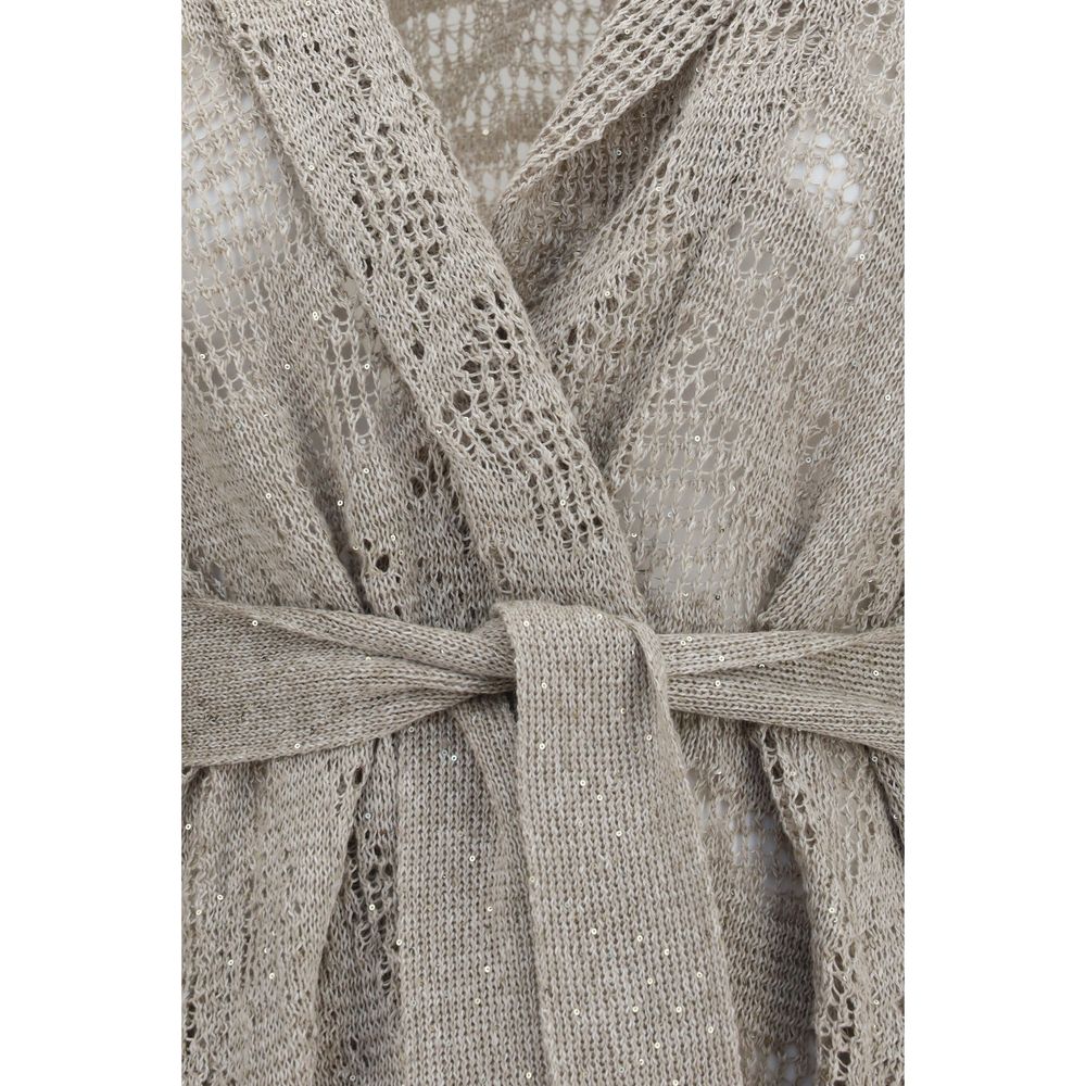 Brunello Cucinelli Beige Linen Cardigan - Artisanal Elegance