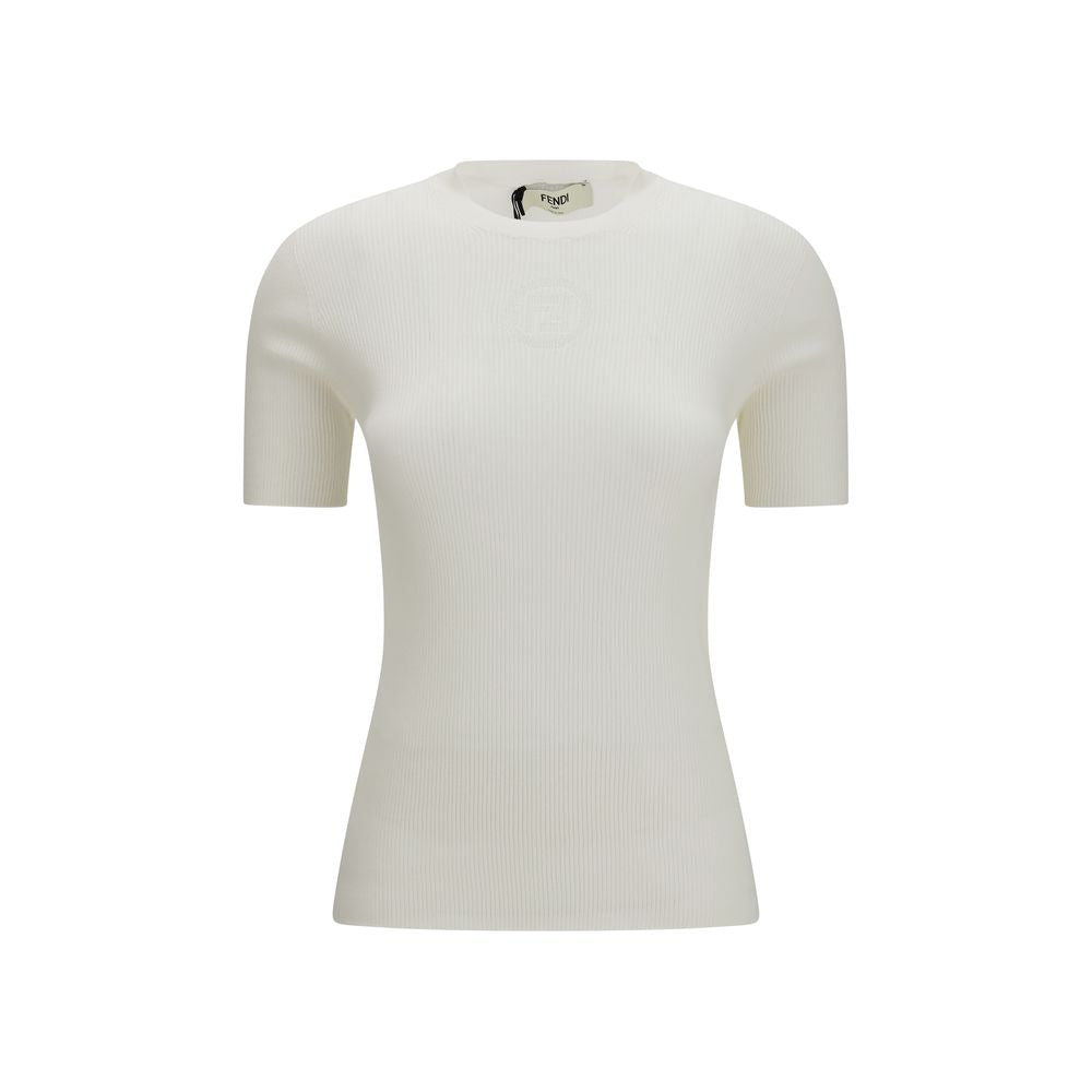 Experience the allure of the Fendi White Cotton Sweatshirt, a masterpiece of artisanal luxury crafted from 100% cotton, embodying sophistication and timeless elegance.
