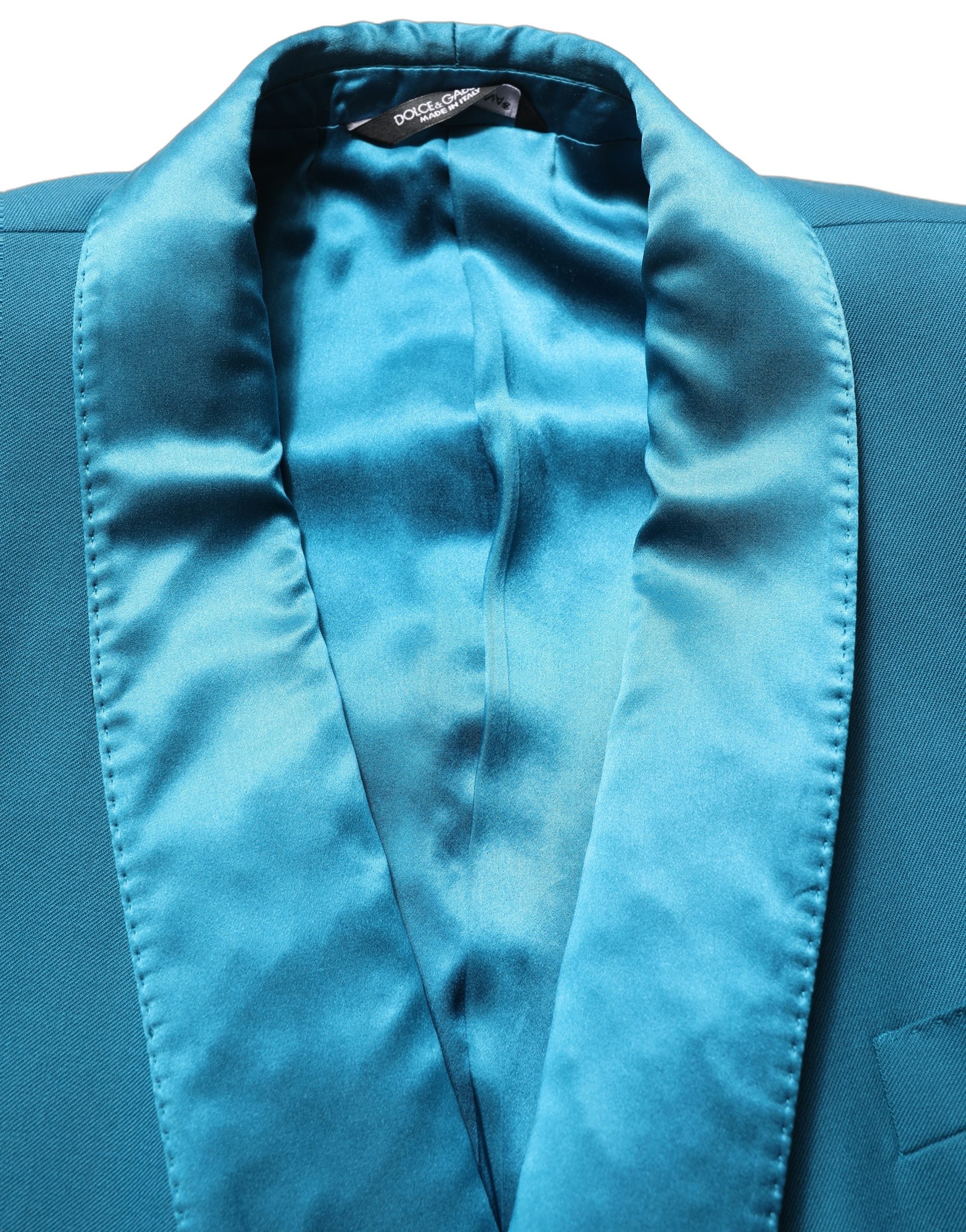 Dolce & Gabbana Teal Wool Double Breasted Couture Blazer