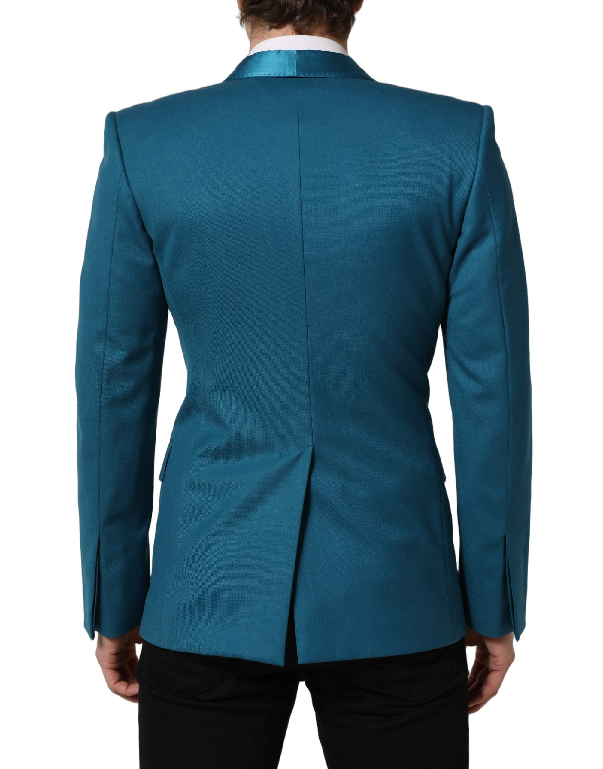Dolce & Gabbana Teal Wool Double Breasted Blazer - Luxury Craftsmanship