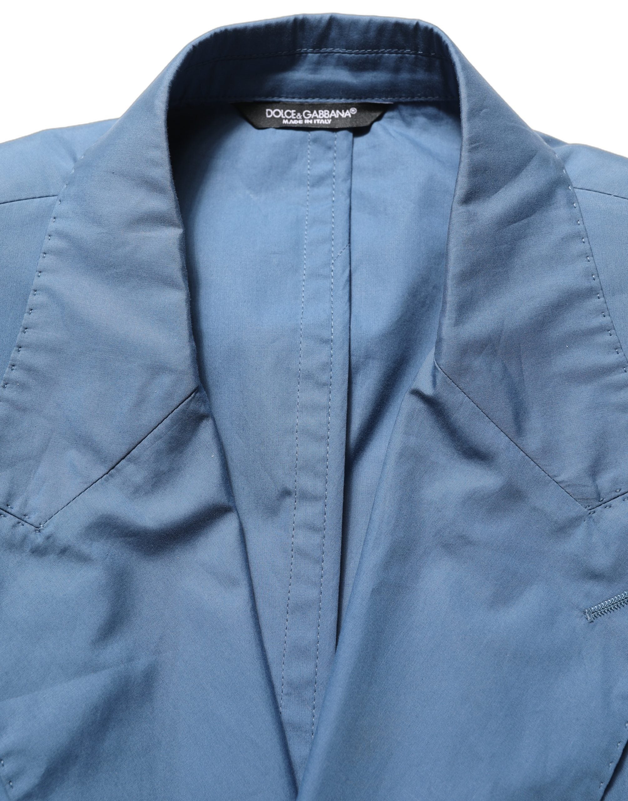 Dolce & Gabbana Blue Cotton Double Breasted Blazer - Luxury Elegance