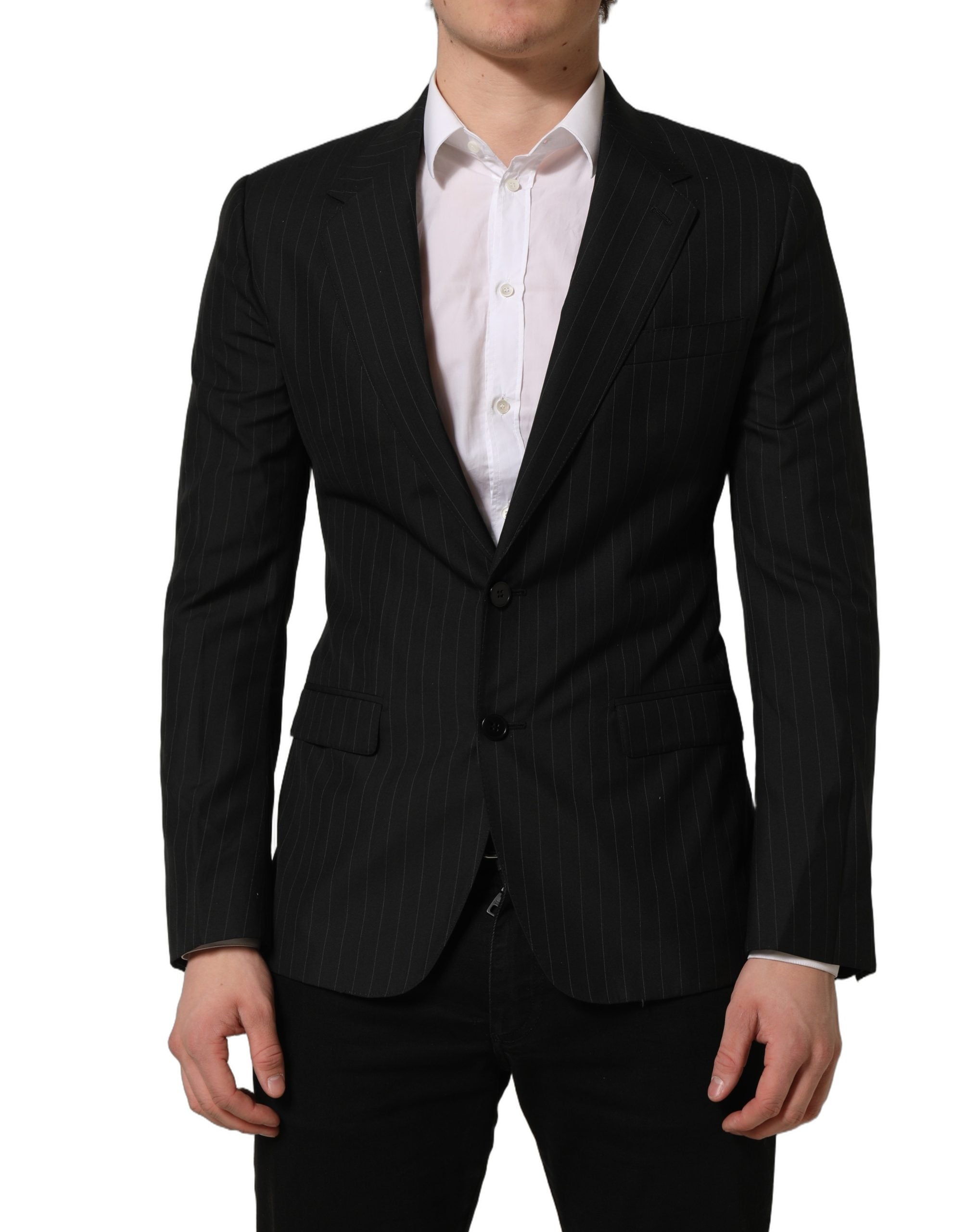 Dolce & Gabbana Black Stripes Wool Blazer - Timeless Luxury