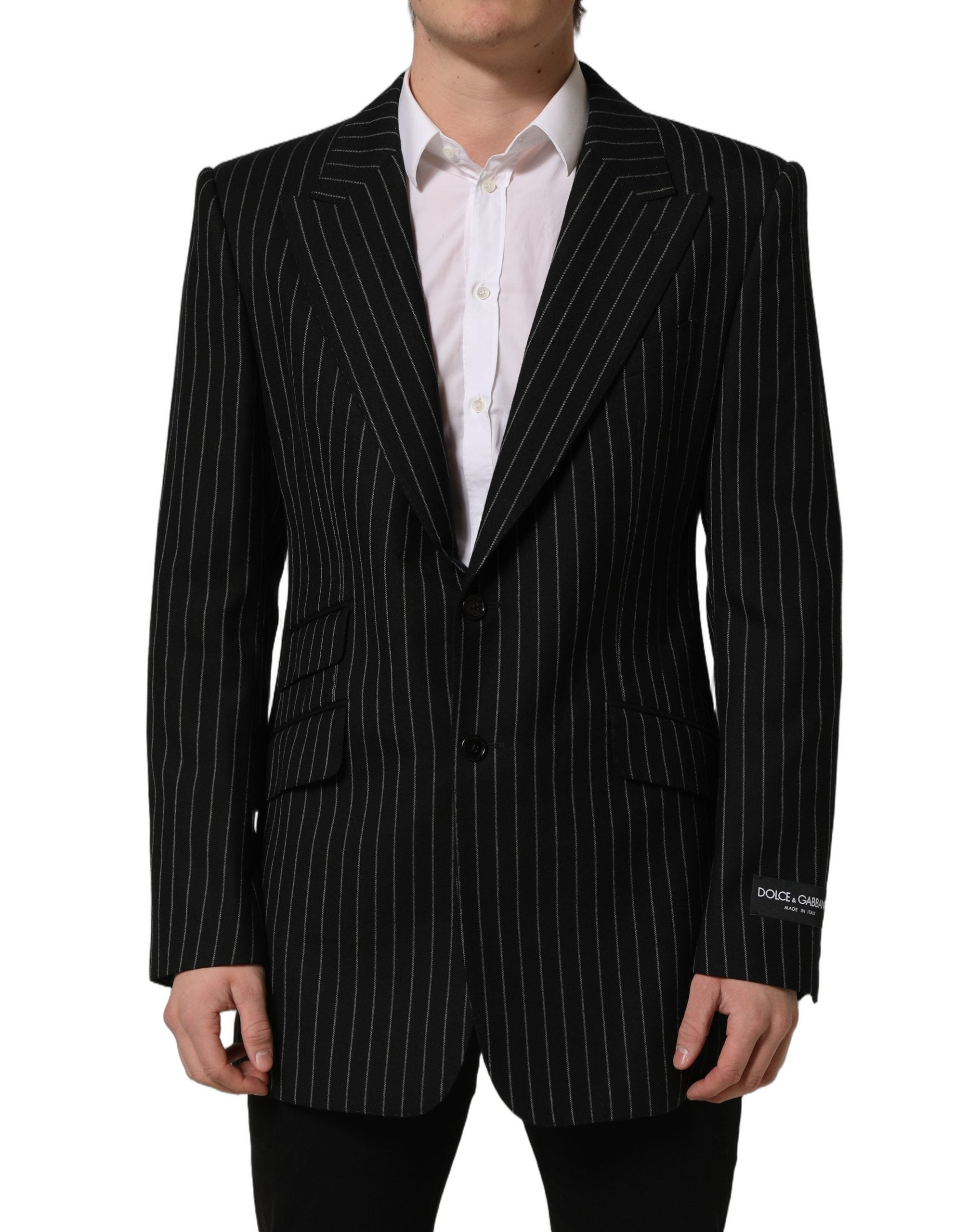 Dolce & Gabbana Black Stripes Wool Blazer - Timeless Elegance