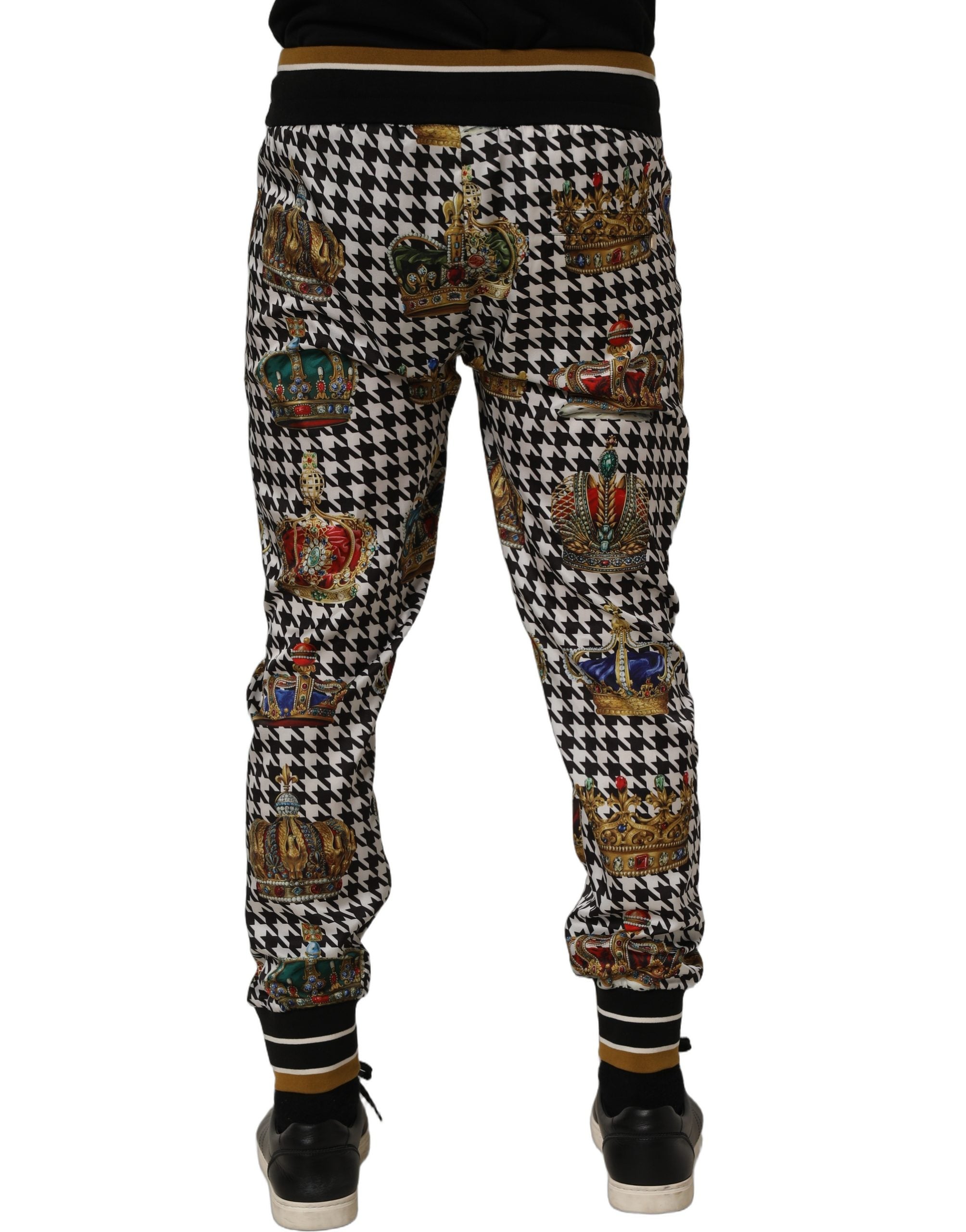 Dolce & Gabbana Multicolor Houndstooth Designer Sweatpants Couture
