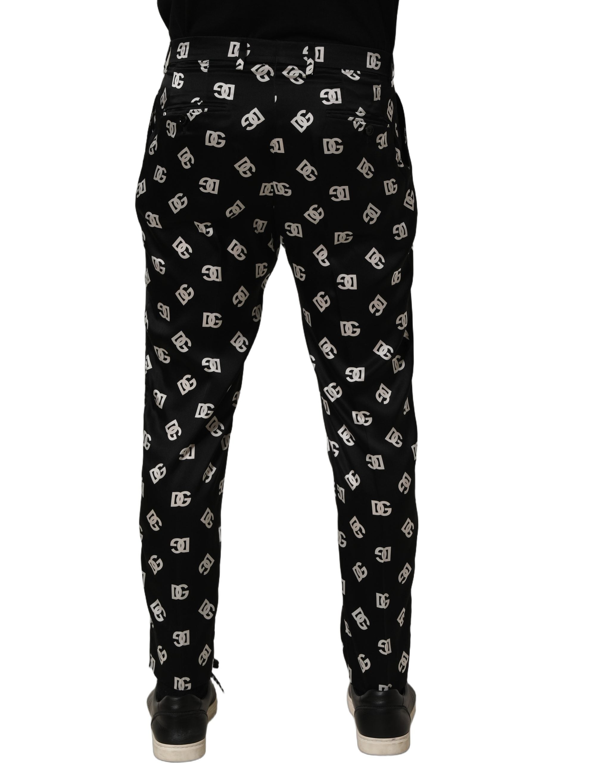 Dolce & Gabbana Black Silk Skinny Leg Trousers - Couture Elegance