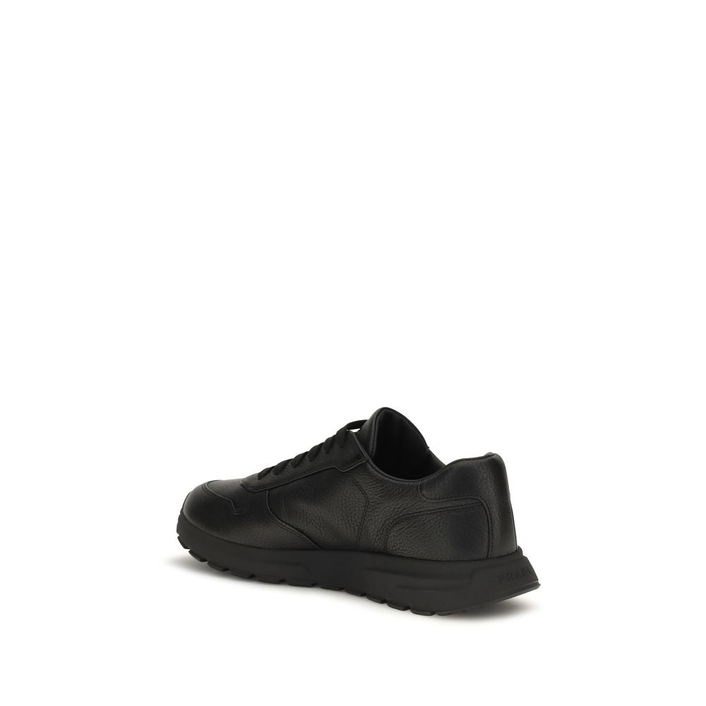 Elevate your style with Prada's Black Polyester Athletic Sneakers, where sustainable luxury meets exceptional craftsmanship for a timeless, versatile addition to your wardrobe.