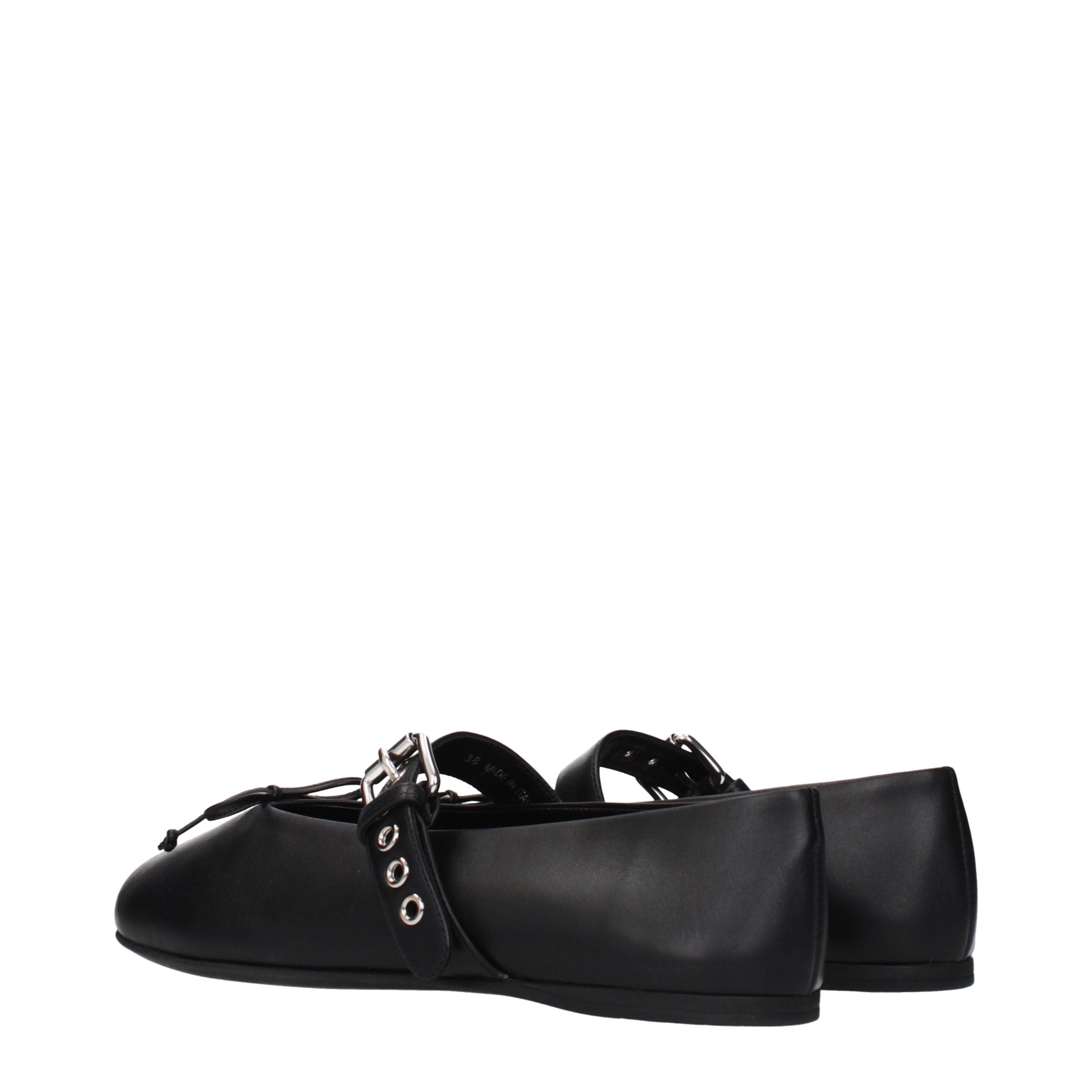 Elevate your elegance with Miu Miu Black Leather Ballet Flats, where exquisite craftsmanship meets timeless luxury, perfect for the discerning individual.