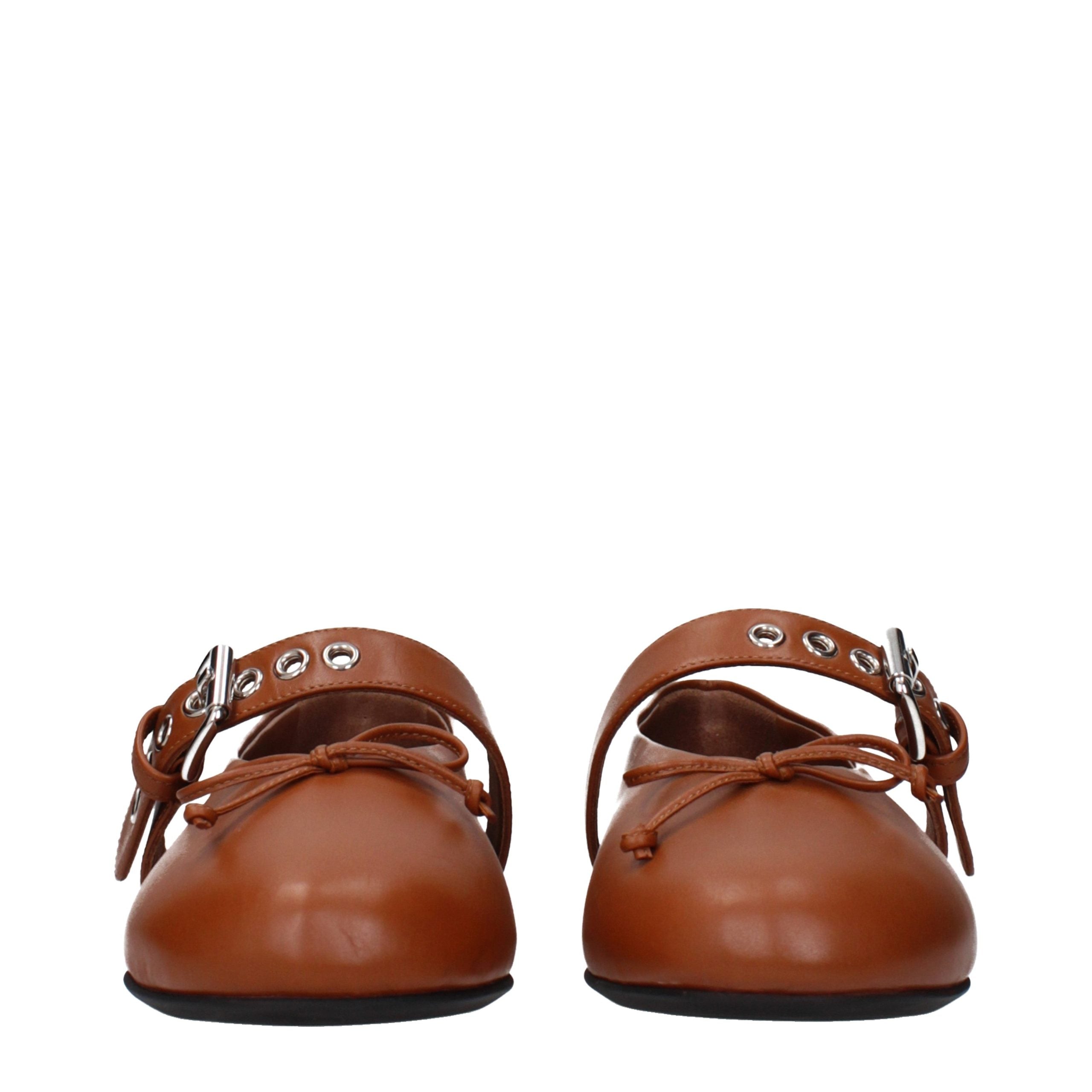 Discover Miu Miu's Brown Leather Ballet Flats, where exquisite craftsmanship meets timeless elegance, perfect for the discerning individual who embraces luxury.