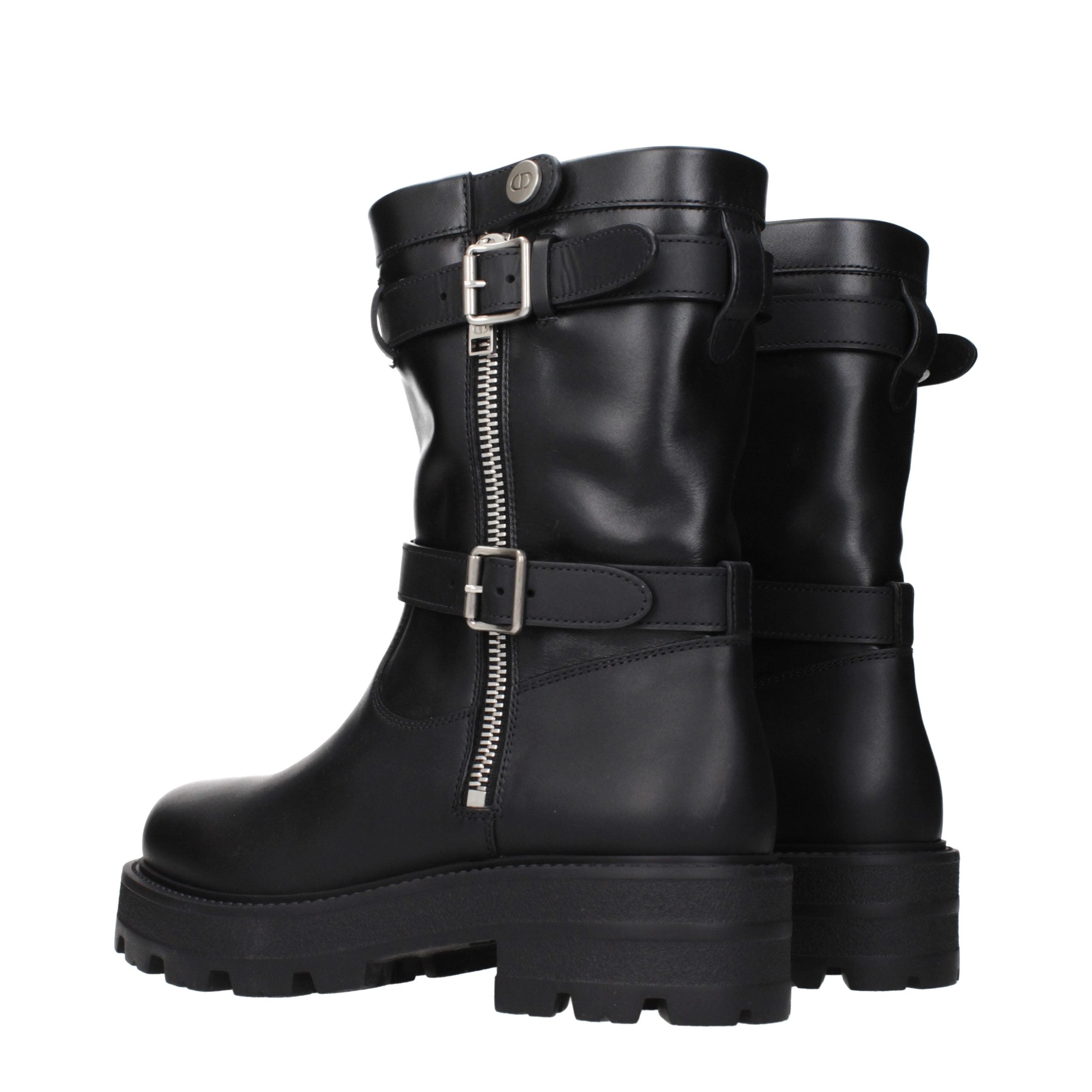 Christian Dior Black Leather Ankle Boots - Artisanal Luxury
