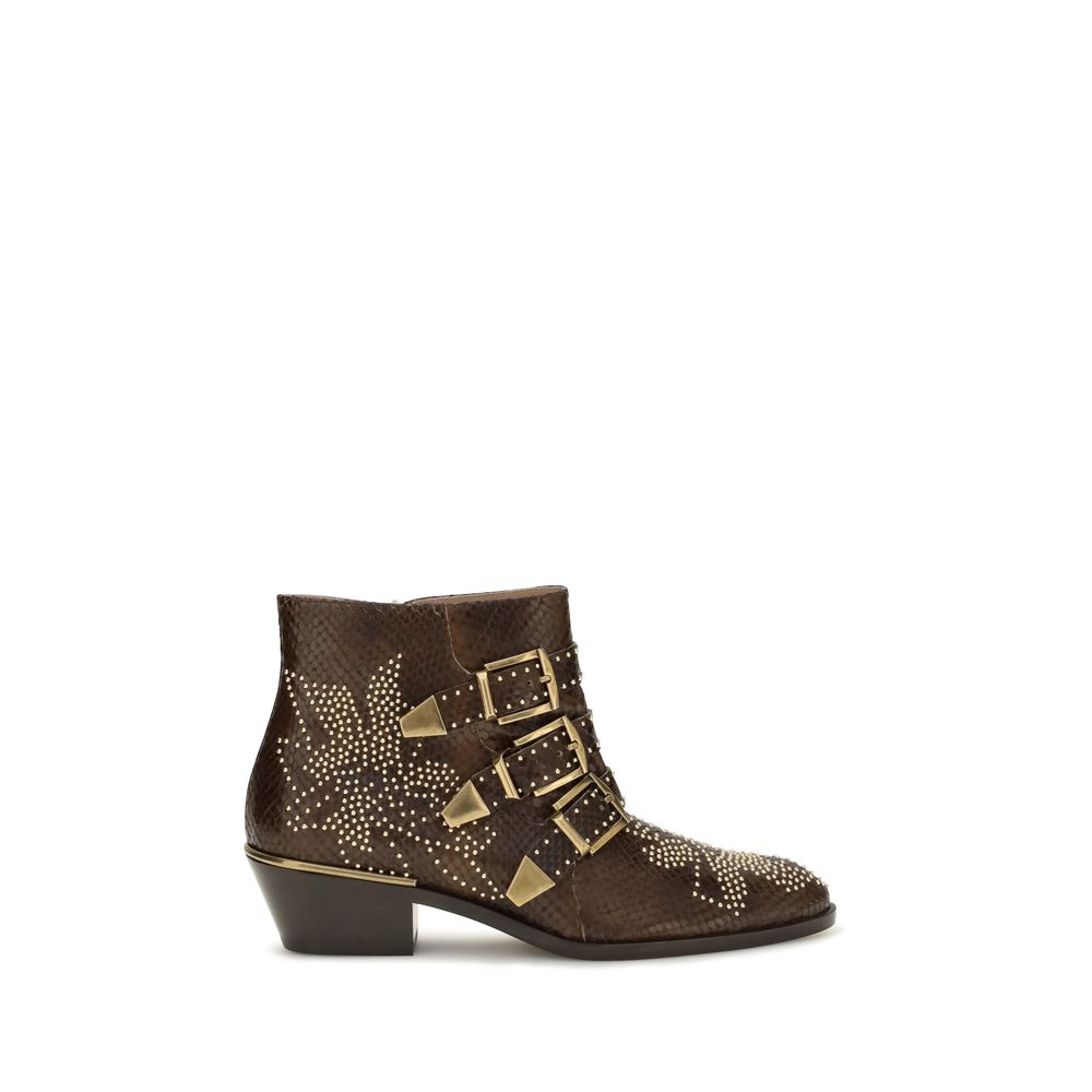 Chloé Brown Calf Leather Ankle Boots – Designer Luxury Couture