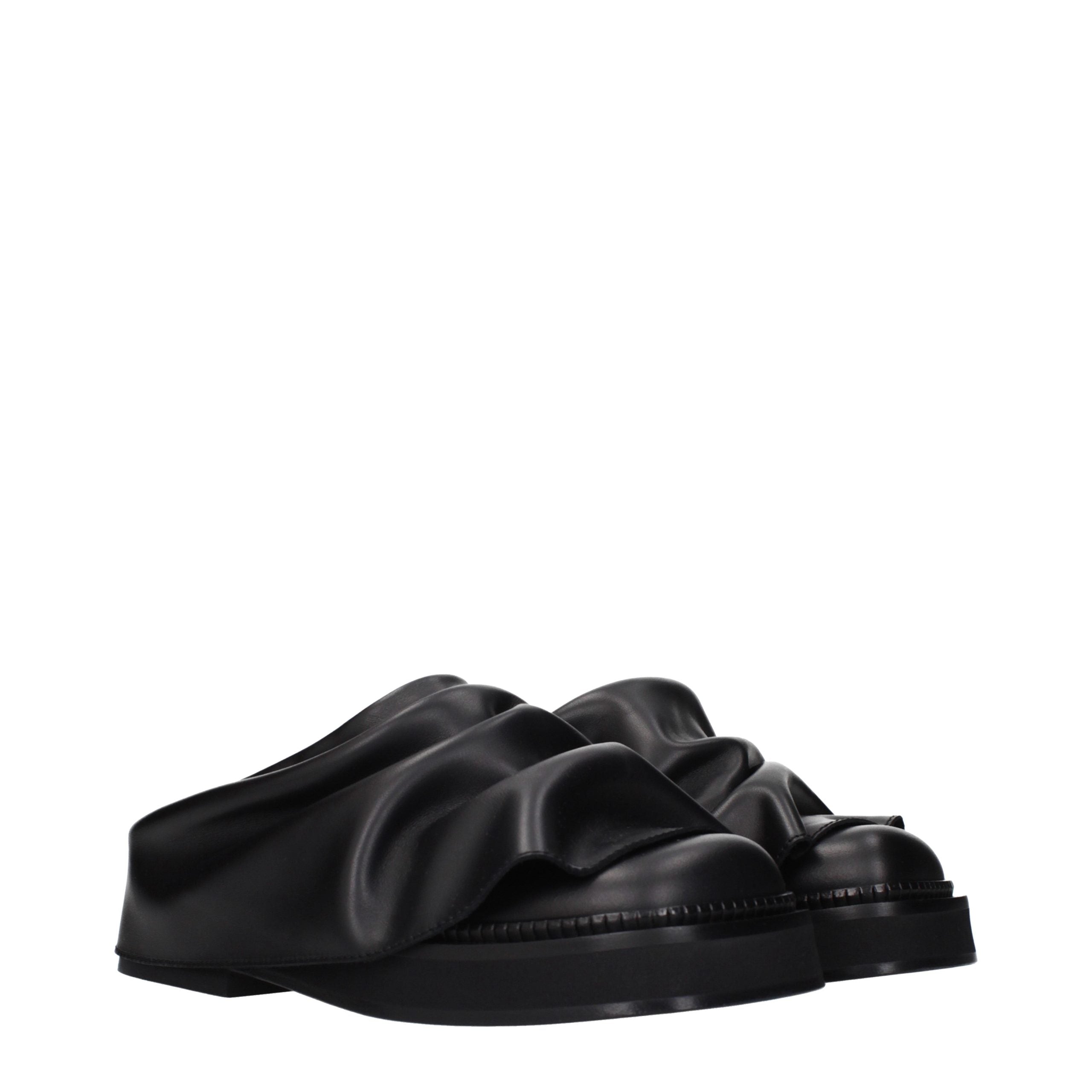 Step into timeless elegance with The Attico Black Leather Slippers, where exquisite craftsmanship meets luxurious comfort, perfect for the discerning individual.