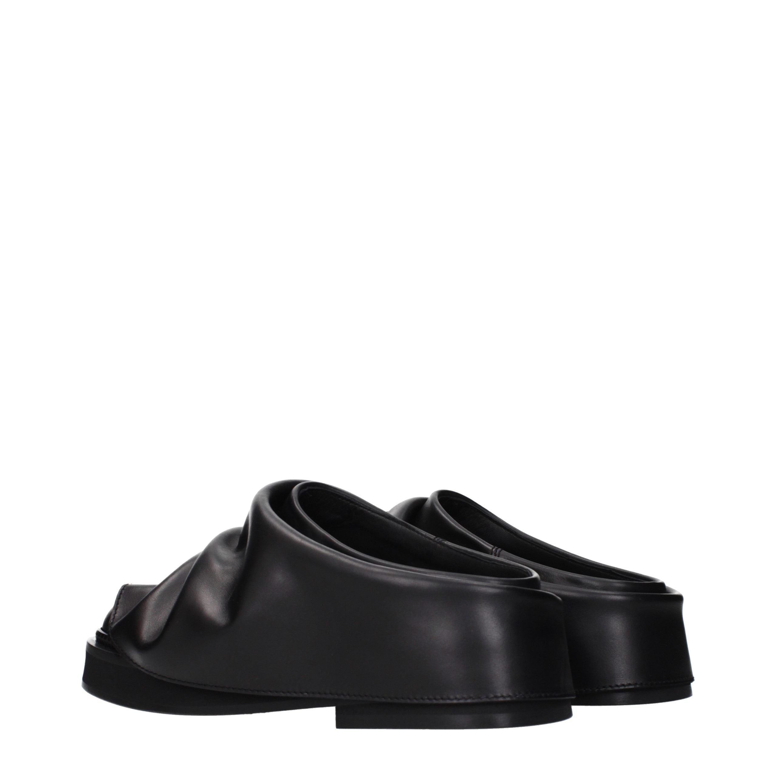 Step into a realm of sophistication with The Attico Black Leather Slippers, where exquisite craftsmanship meets timeless elegance, perfect for discerning tastes.