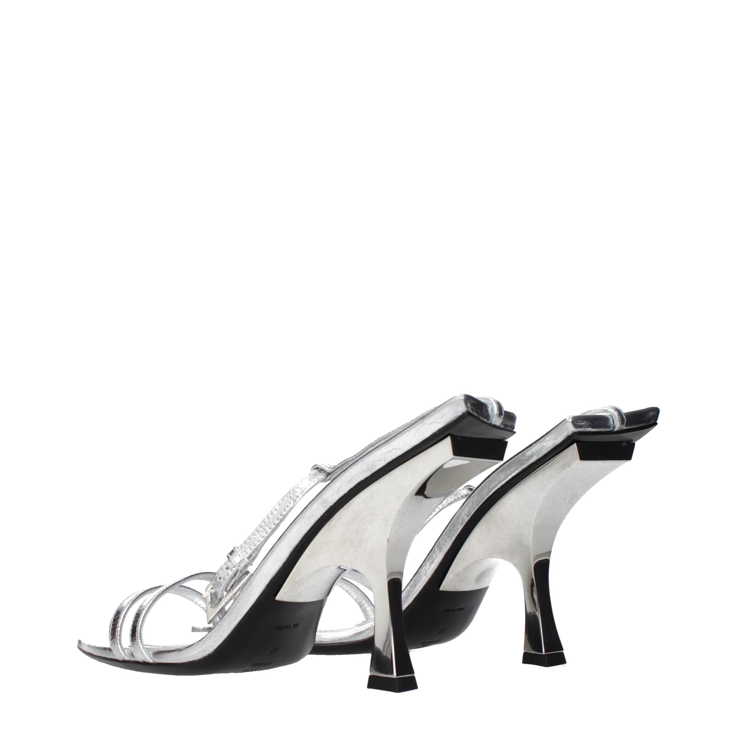 Step into a world of elegance with The Attico Gray Leather Stiletto Heel Sandals, where exquisite craftsmanship meets timeless luxury for the discerning individual.