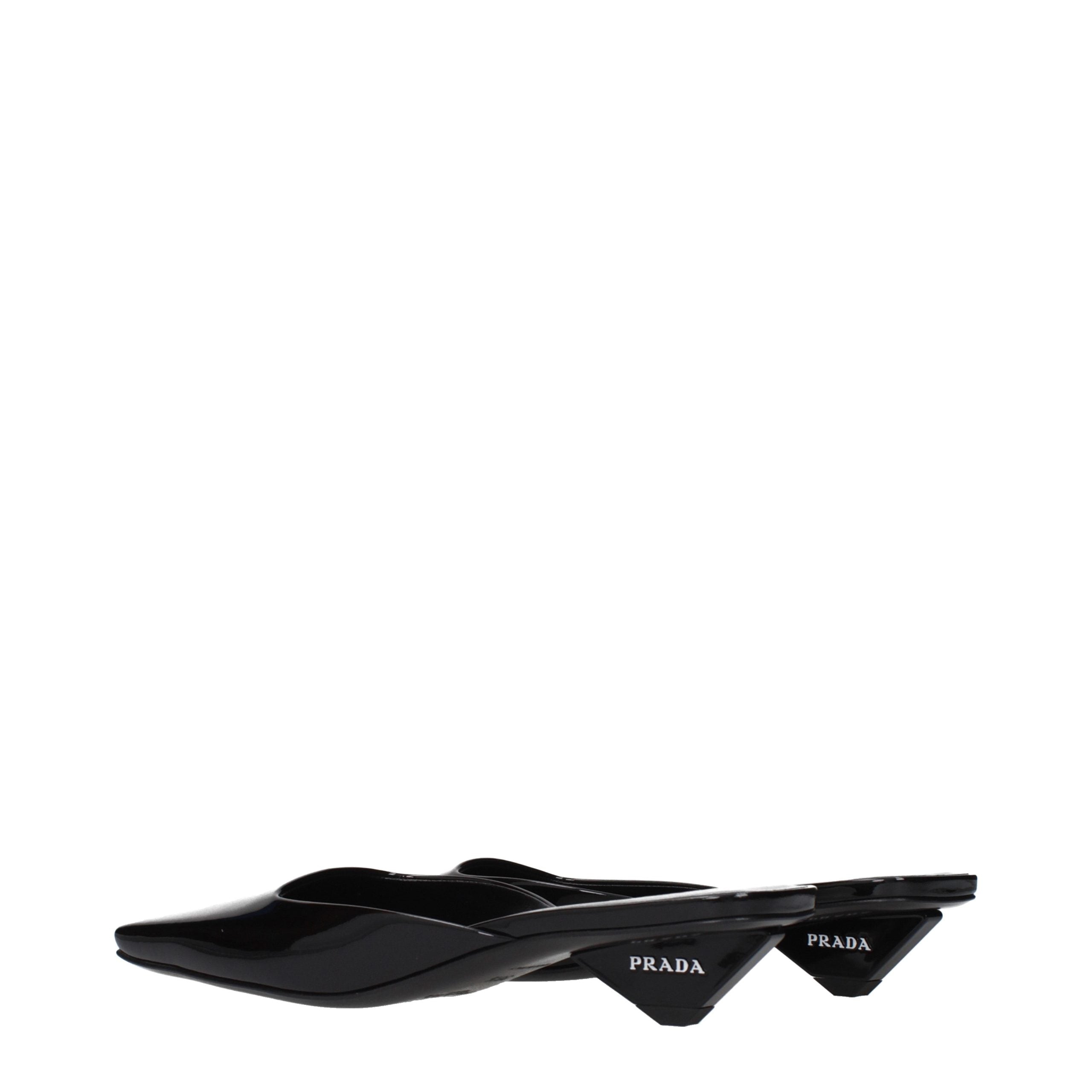 Experience the allure of Prada's Black Leather Flat Sandals, where exquisite patent craftsmanship meets timeless elegance, perfect for the discerning individual.