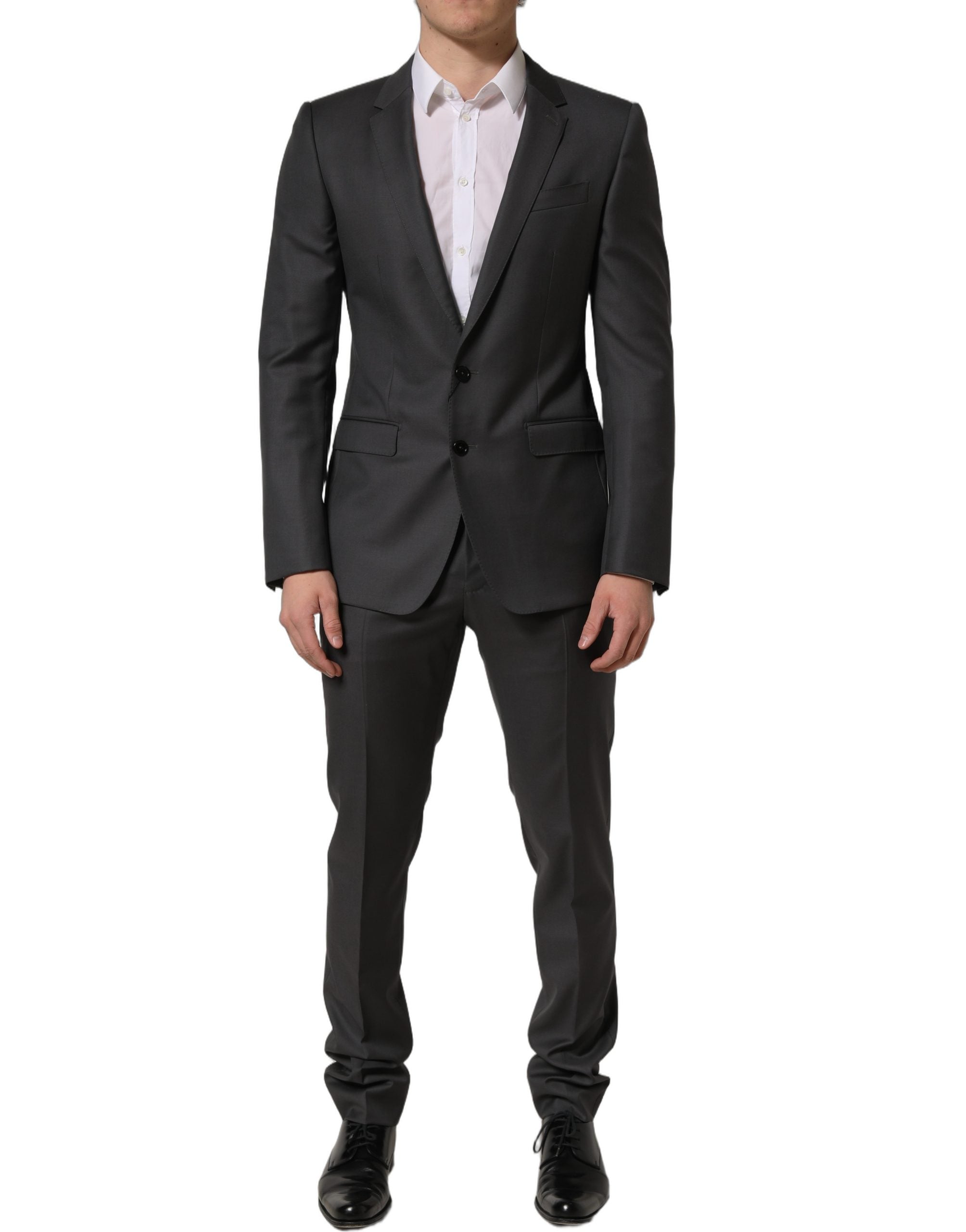 Elevate your style with the Dolce & Gabbana Gray MARTINI Slim Fit Formal Suit, crafted from luxurious virgin wool for a sophisticated, commanding presence.