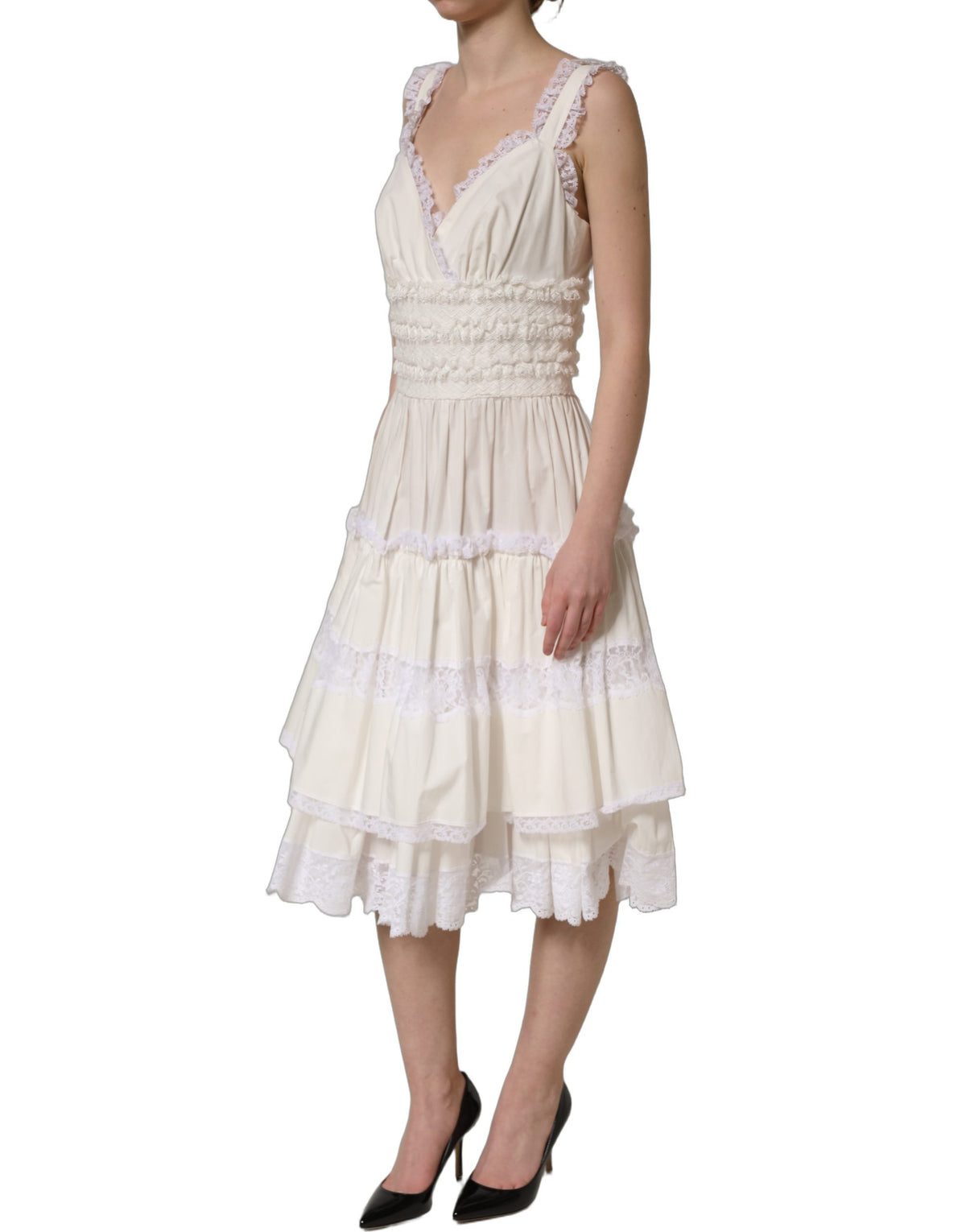Dolce & Gabbana Ruffled Midi Dress - Timeless Italian Elegance