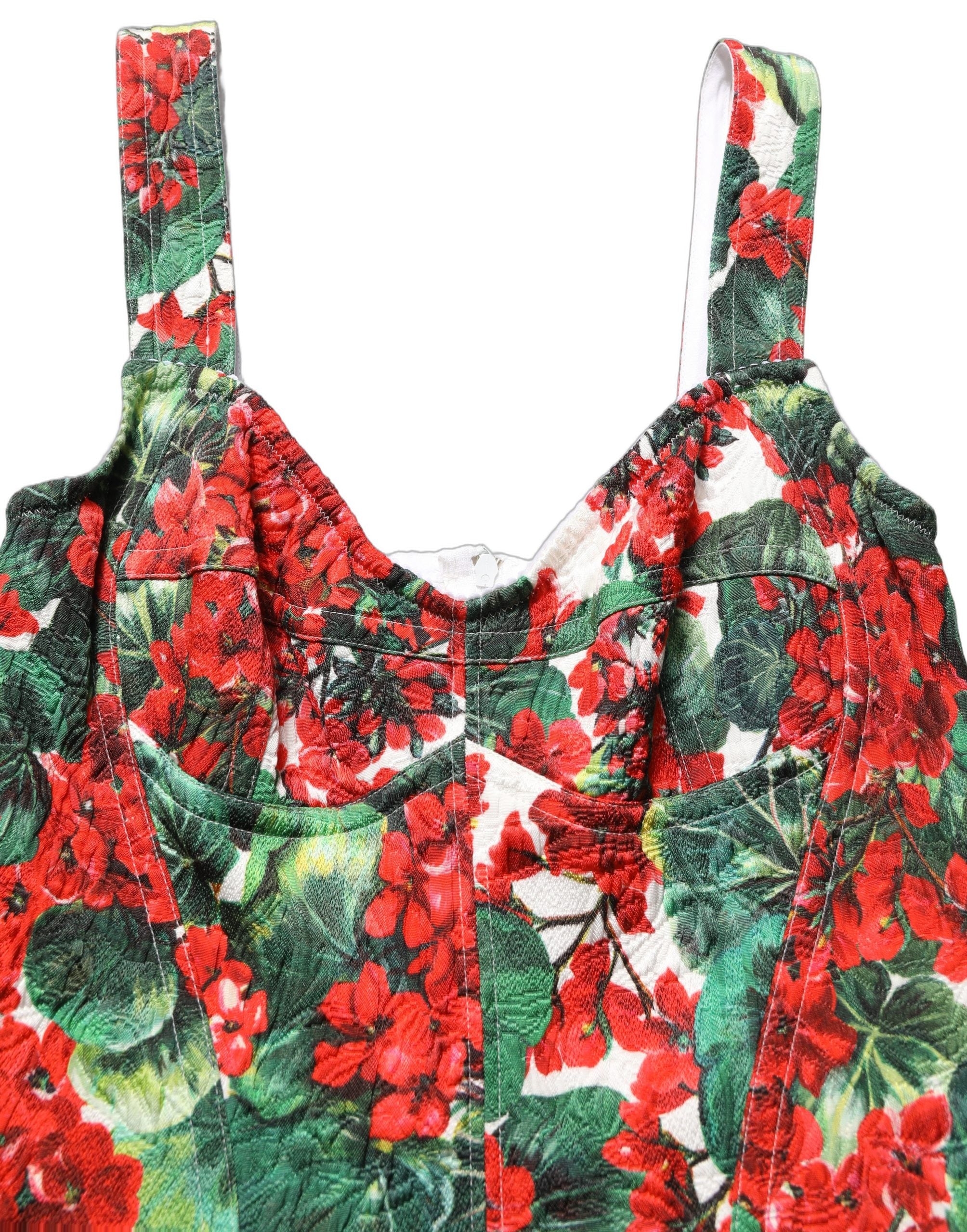 Elevate your wardrobe with the Dolce & Gabbana Multicolor Geranium Print A-line Mini Dress, a masterpiece of luxury craftsmanship and vibrant elegance, perfect for sophisticated occasions.