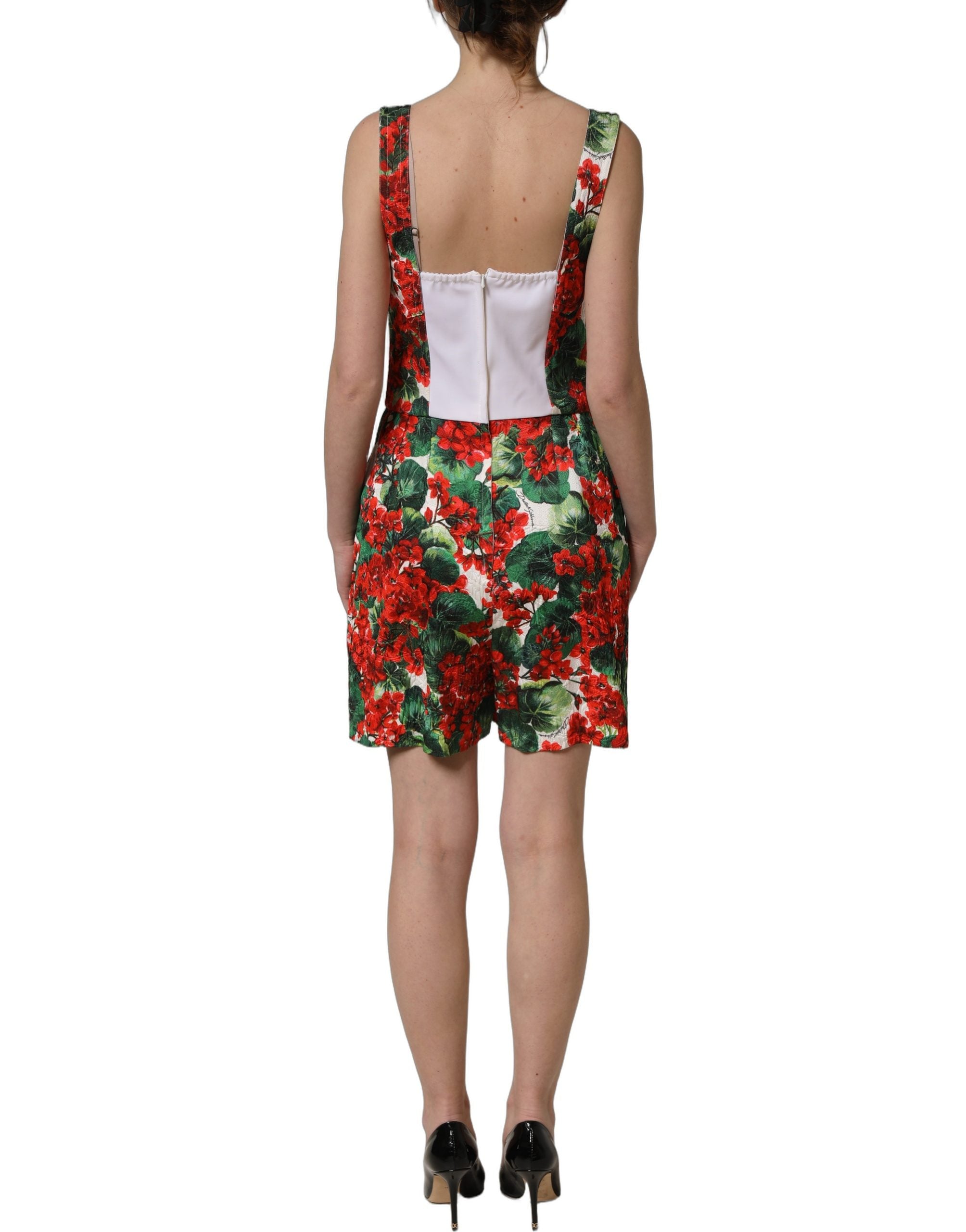 Indulge in the exquisite allure of the Dolce & Gabbana Multicolor Geranium Print A-line Mini Dress, where luxury craftsmanship meets vibrant elegance for unforgettable moments.