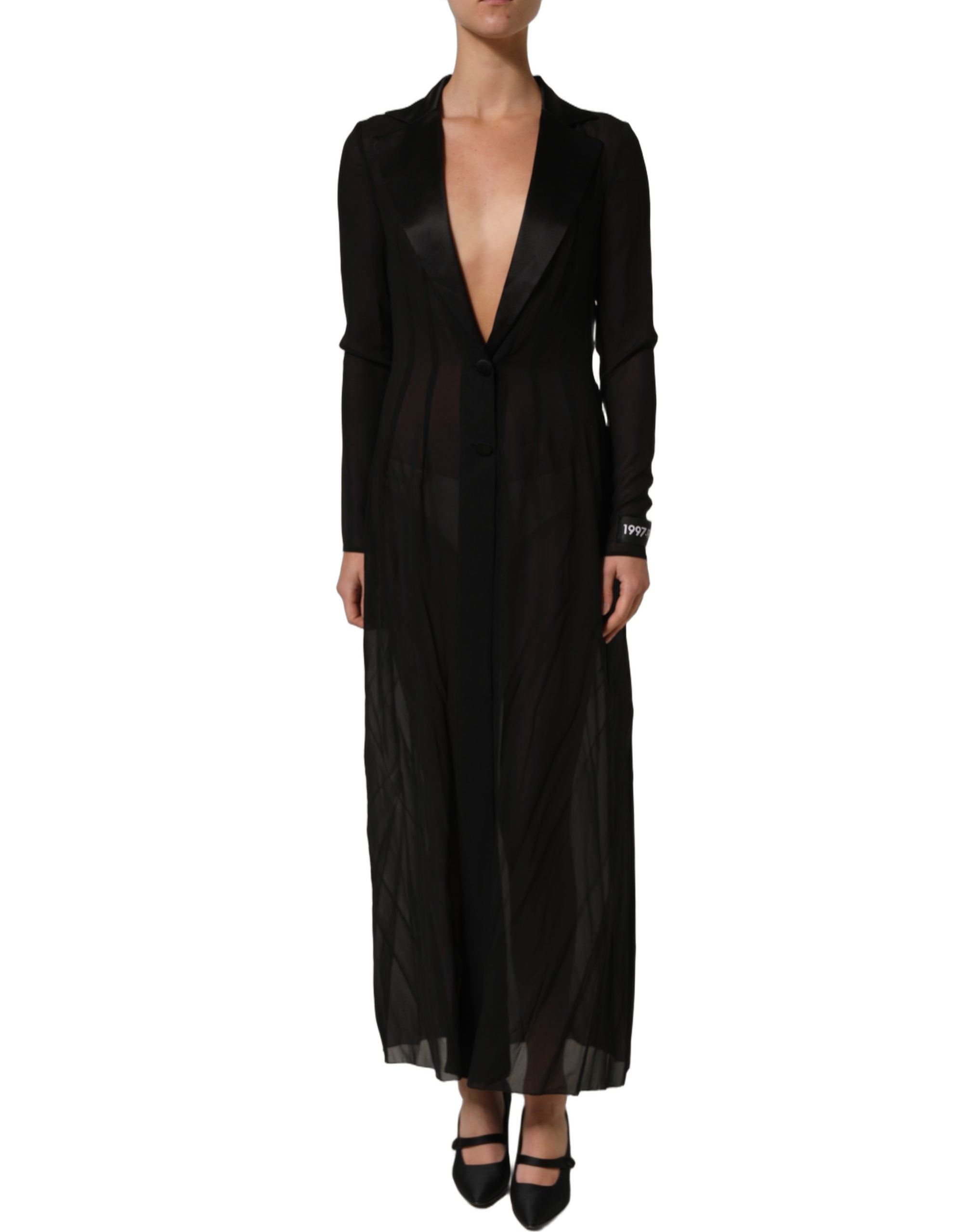 Experience the allure of the Dolce & Gabbana Black Silk Sheer Chiffon Long Maxi Dress, a masterpiece of Italian craftsmanship that redefines luxury and elegance.