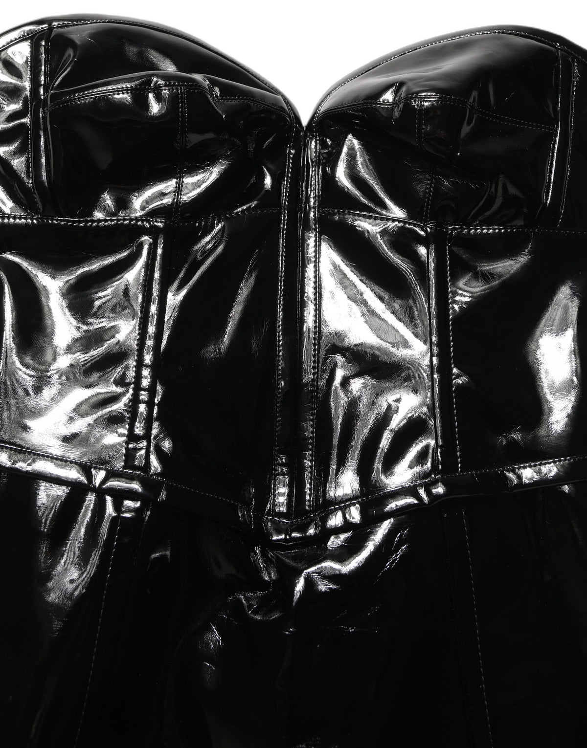 Dolce & Gabbana Black Patent Leather Corset Mini Dress Elegance