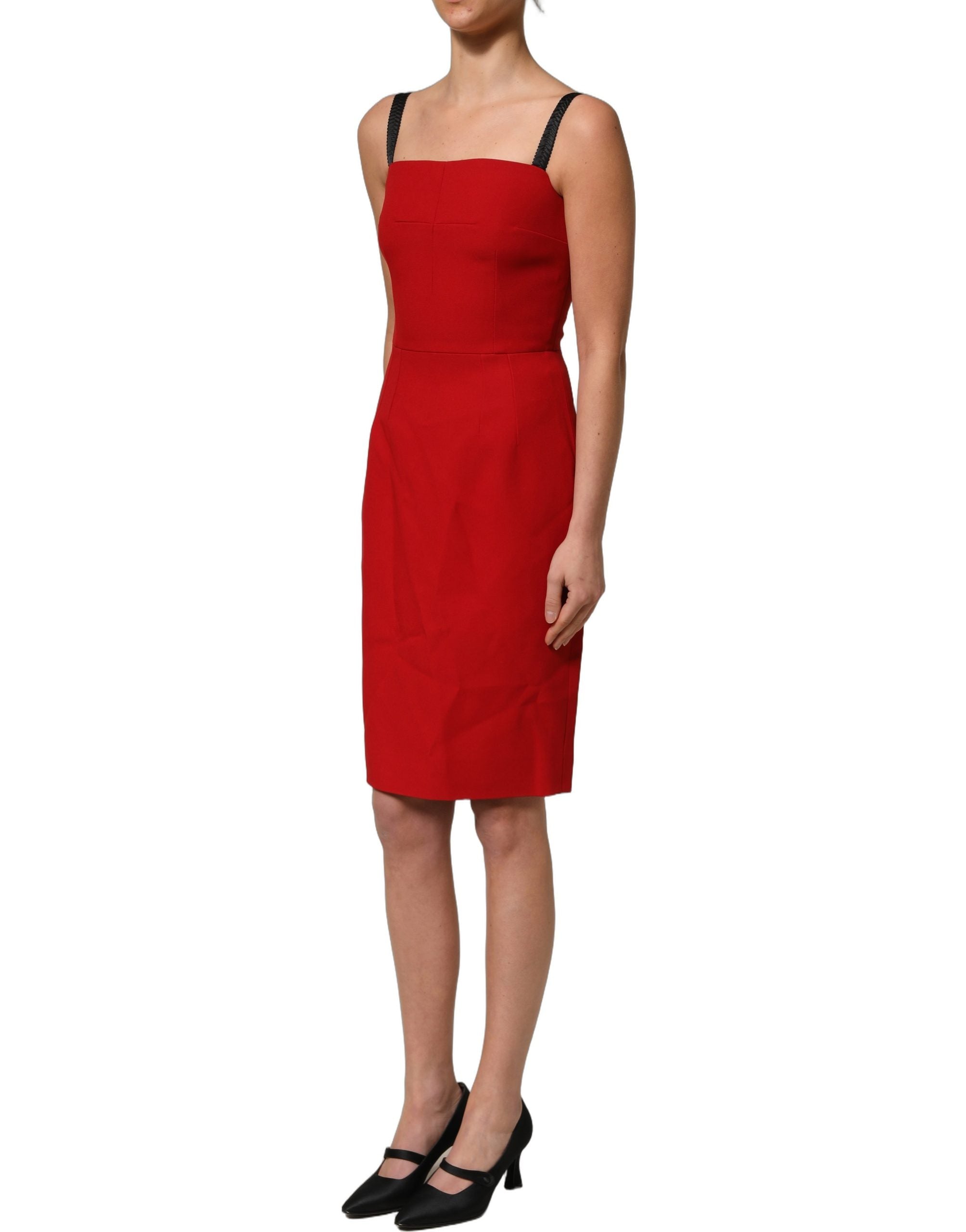 Experience the allure of the Dolce & Gabbana Red Stretch Bodycon Sheath Dress, crafted in Italy from luxurious materials, embodying timeless elegance and sophisticated charm.
