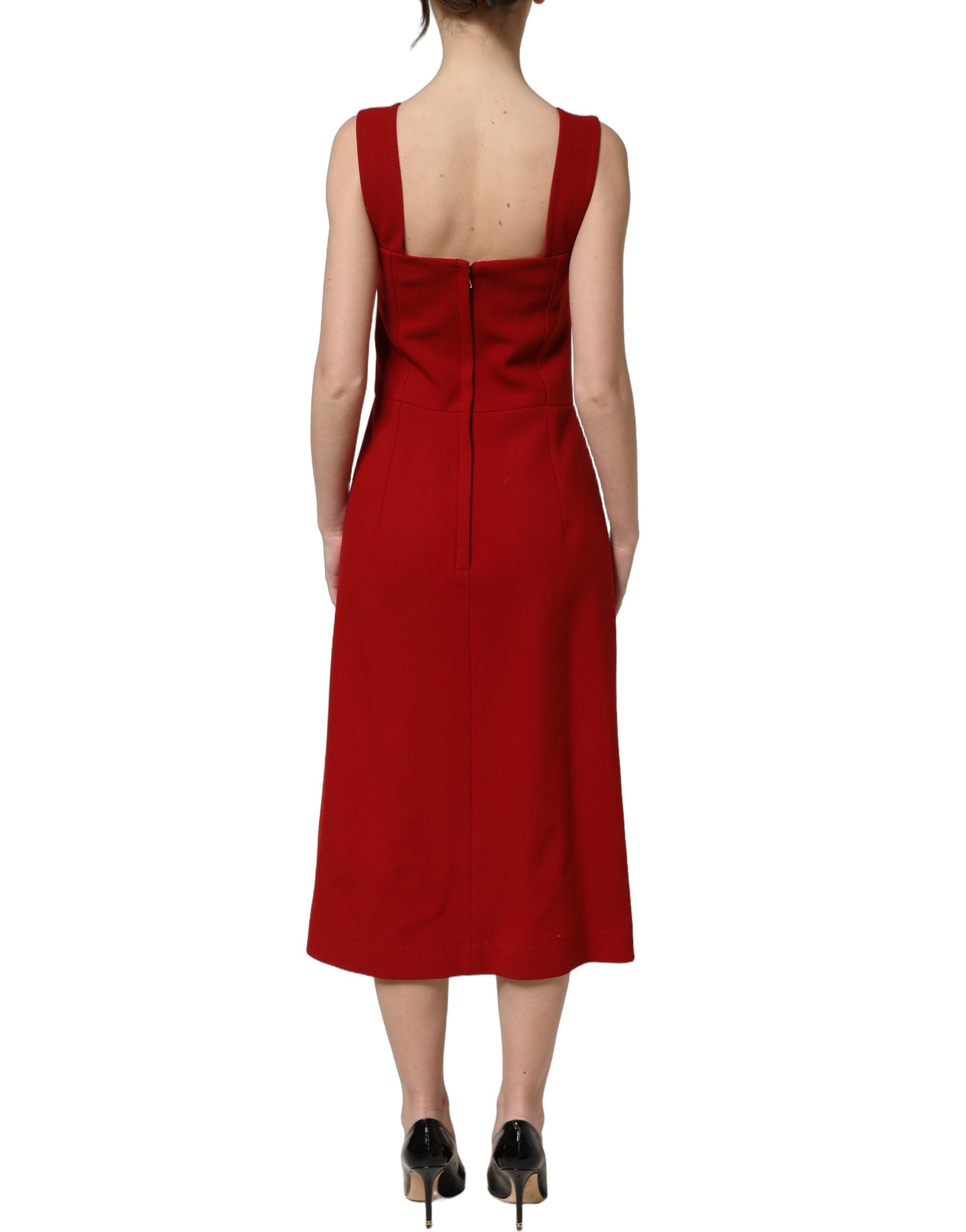 Indulge in the exquisite Dolce & Gabbana Two Tone Pink Wool Sleeveless Midi Dress, a testament to Italian craftsmanship that elevates your elegance and allure.